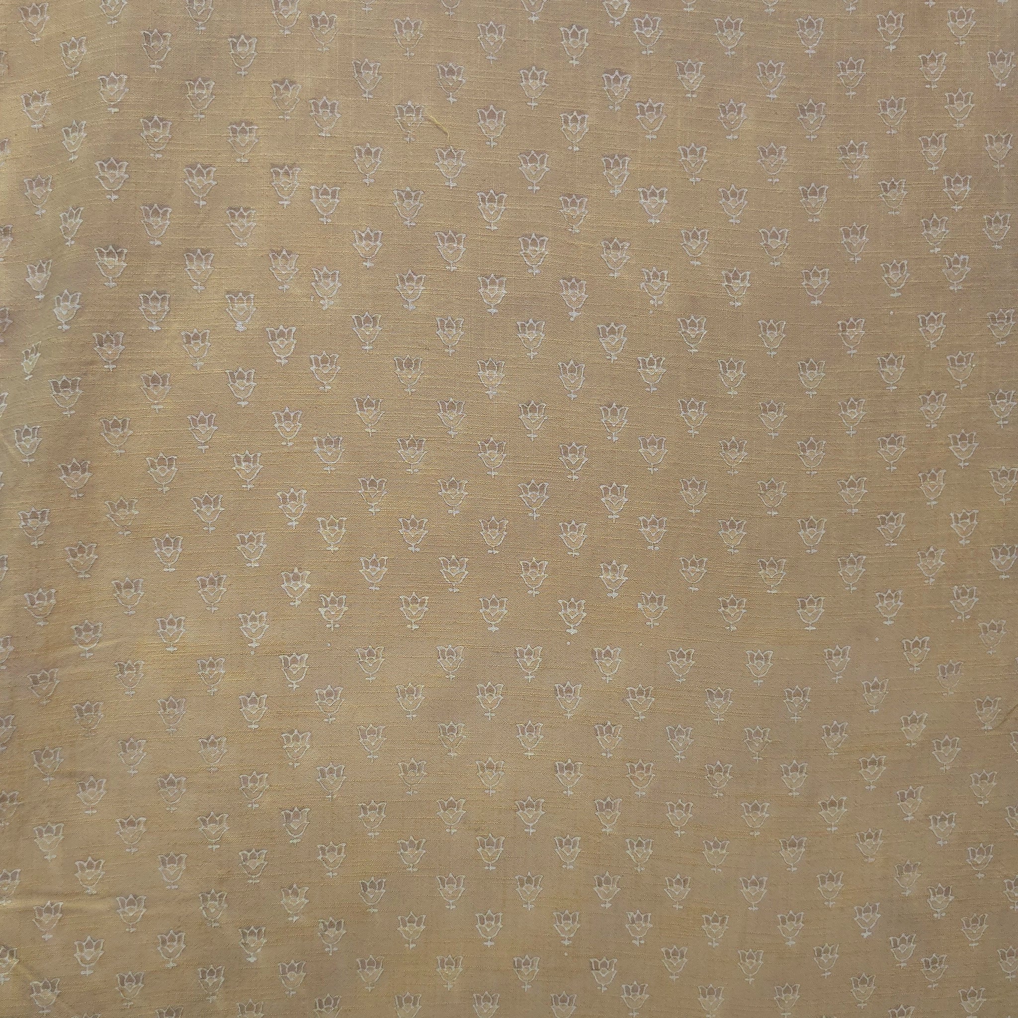 Mustard Buti Natural Dyed Ajrakh Hand Block Print Khadi Cotton Fabric