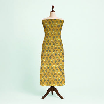 Mustard Buti Natural Dyed Ajrakh Hand Block Print Cotton Fabric