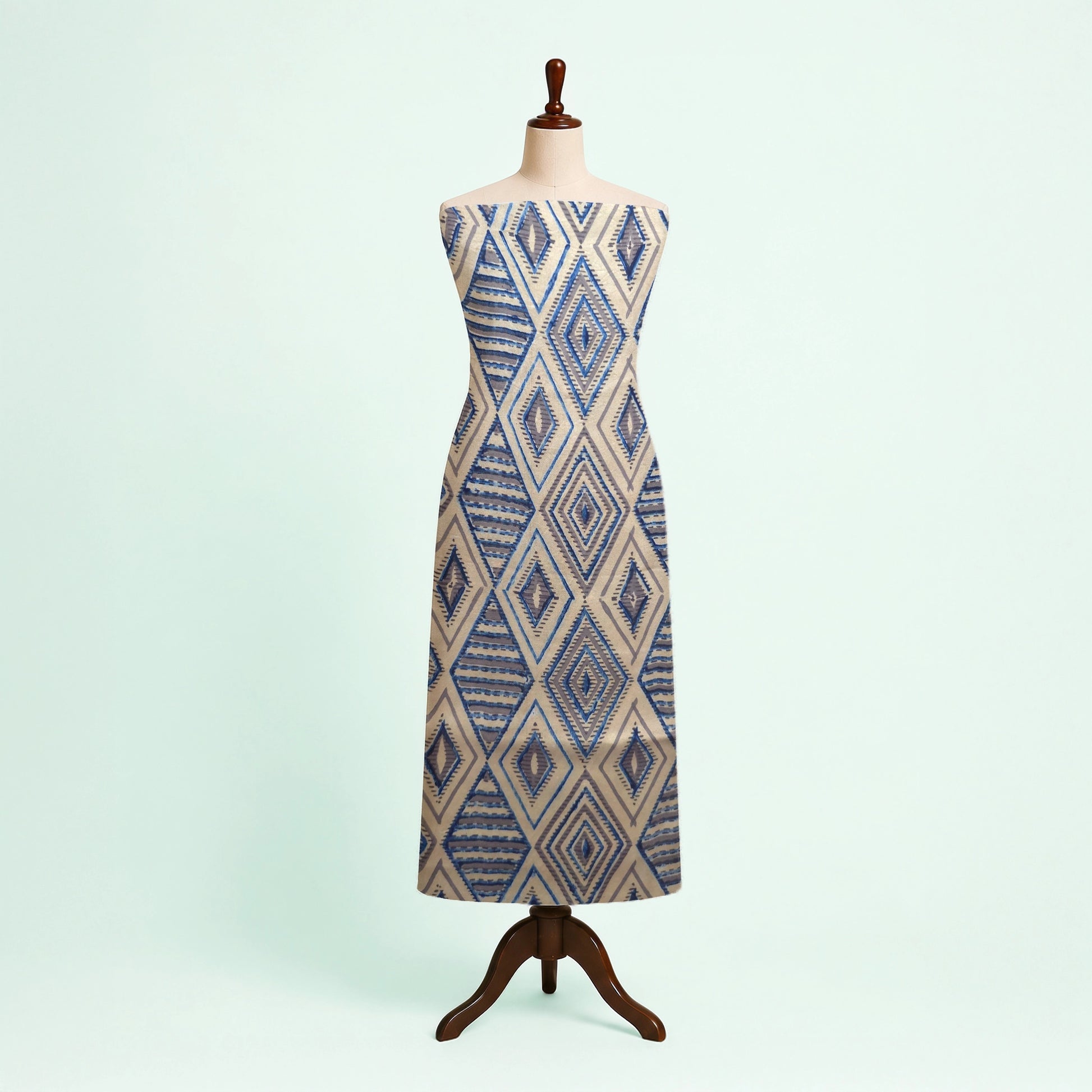 Mustard Geometric Natural Dyed Ajrakh Hand Block Print Premium Modal Fabric