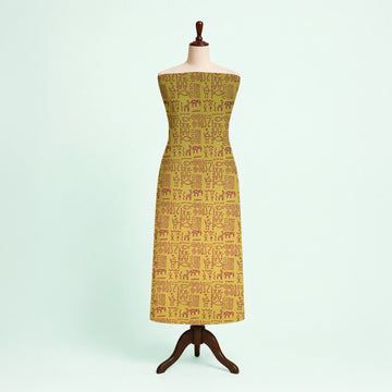 Mustard Geometric Kutch Hand Block Print Pure cotton Fabric 2