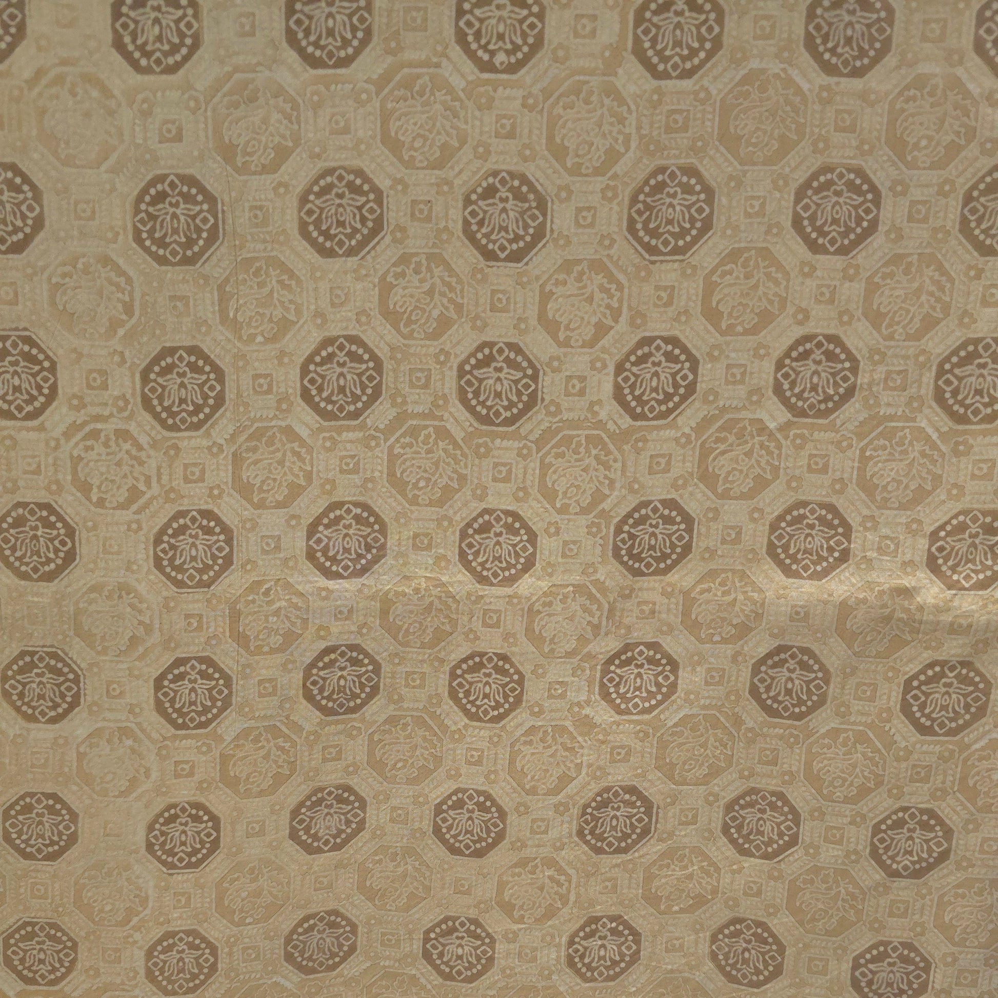 Mustard Geometric Natural Dyed Ajrakh Hand Block Print Cotton Fabric