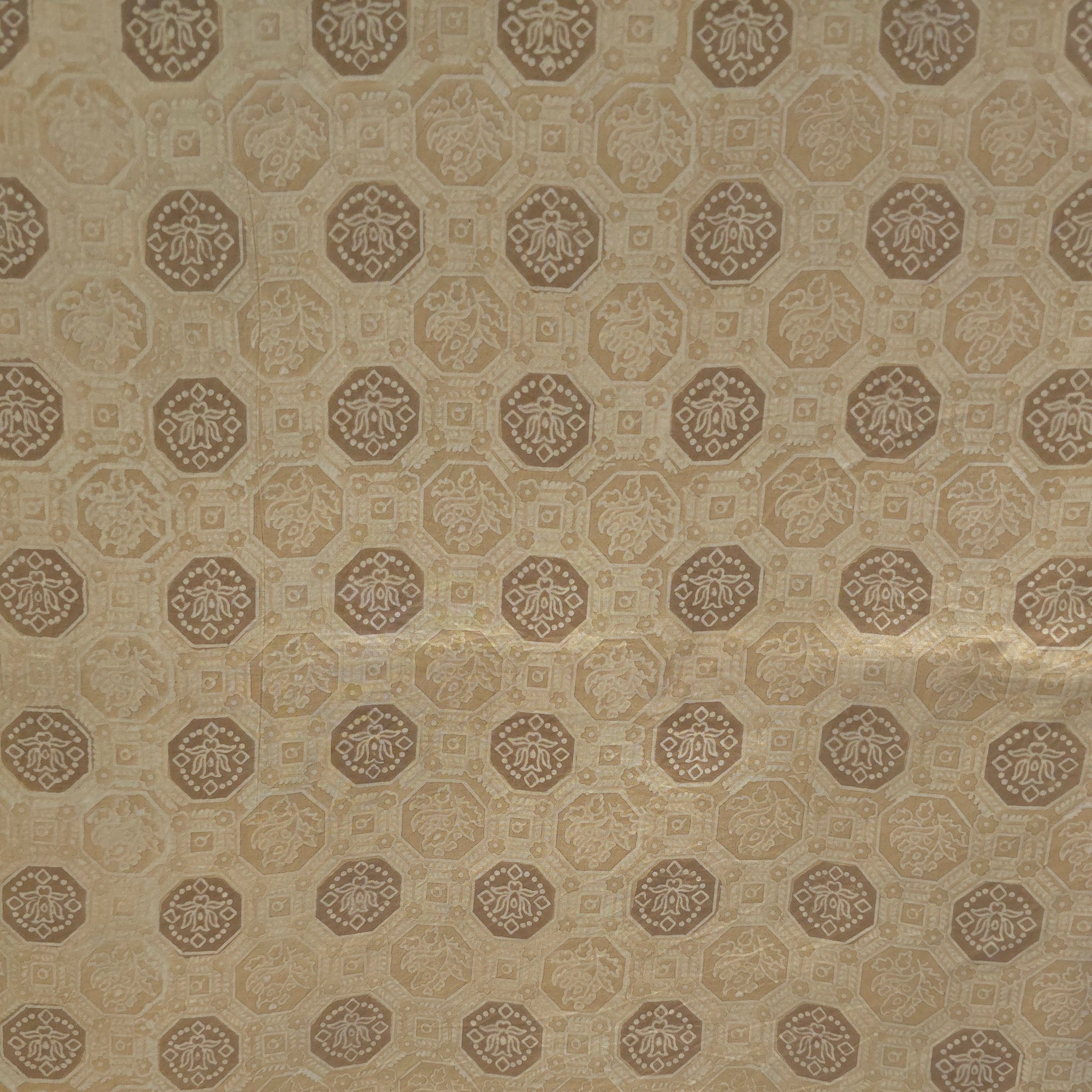 Mustard Geometric Natural Dyed Ajrakh Hand Block Print Cotton Fabric