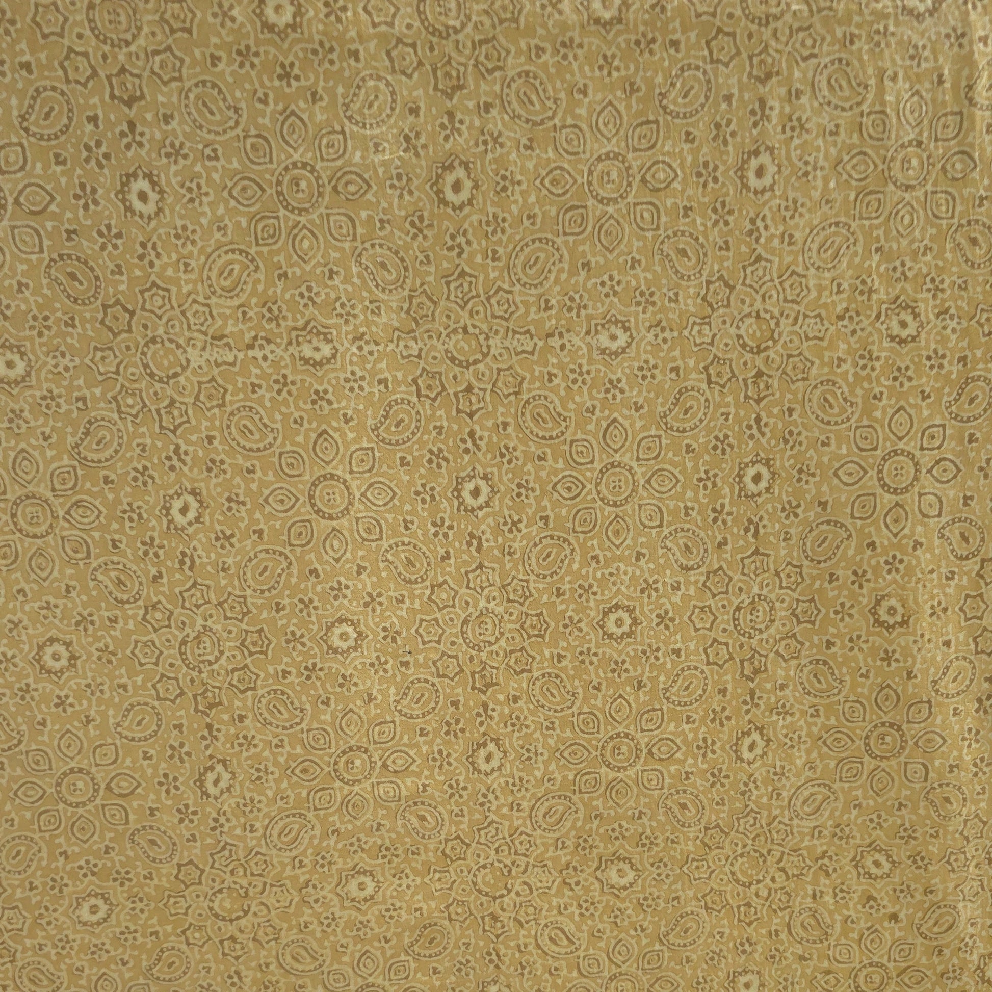 Mustard Traditional Ajrakh Natural Dyed Hand Block Print Cotton Fabric