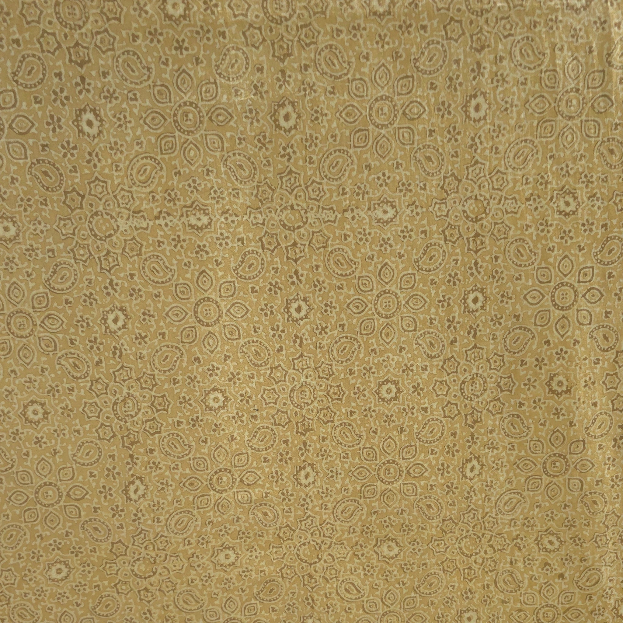 Mustard Traditional Ajrakh Natural Dyed Hand Block Print Cotton Fabric