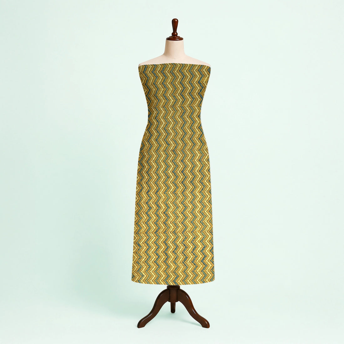 Mustard Zigzag Natural Dyed Ajrakh Hand Block Print Cotton Fabric