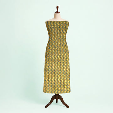 Mustard Zigzag Natural Dyed Ajrakh Hand Block Print Cotton Fabric