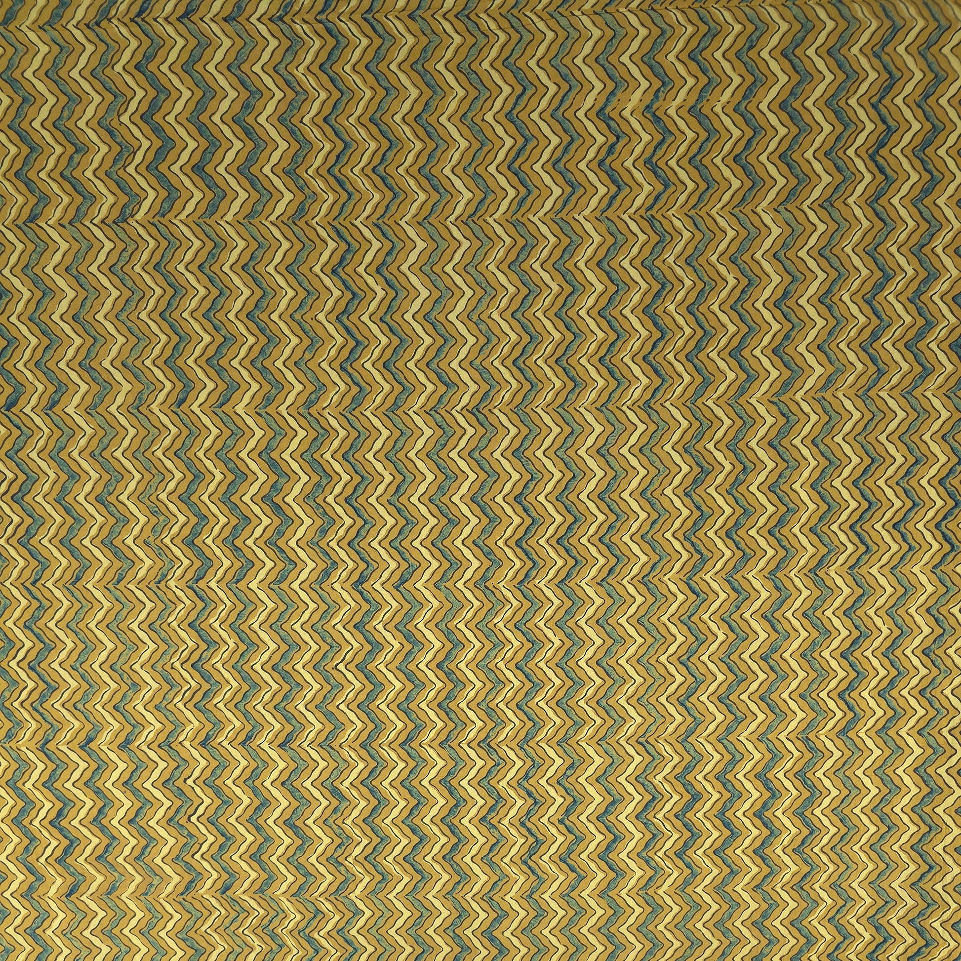 Mustard Zigzag Natural Dyed Ajrakh Hand Block Print Cotton Fabric