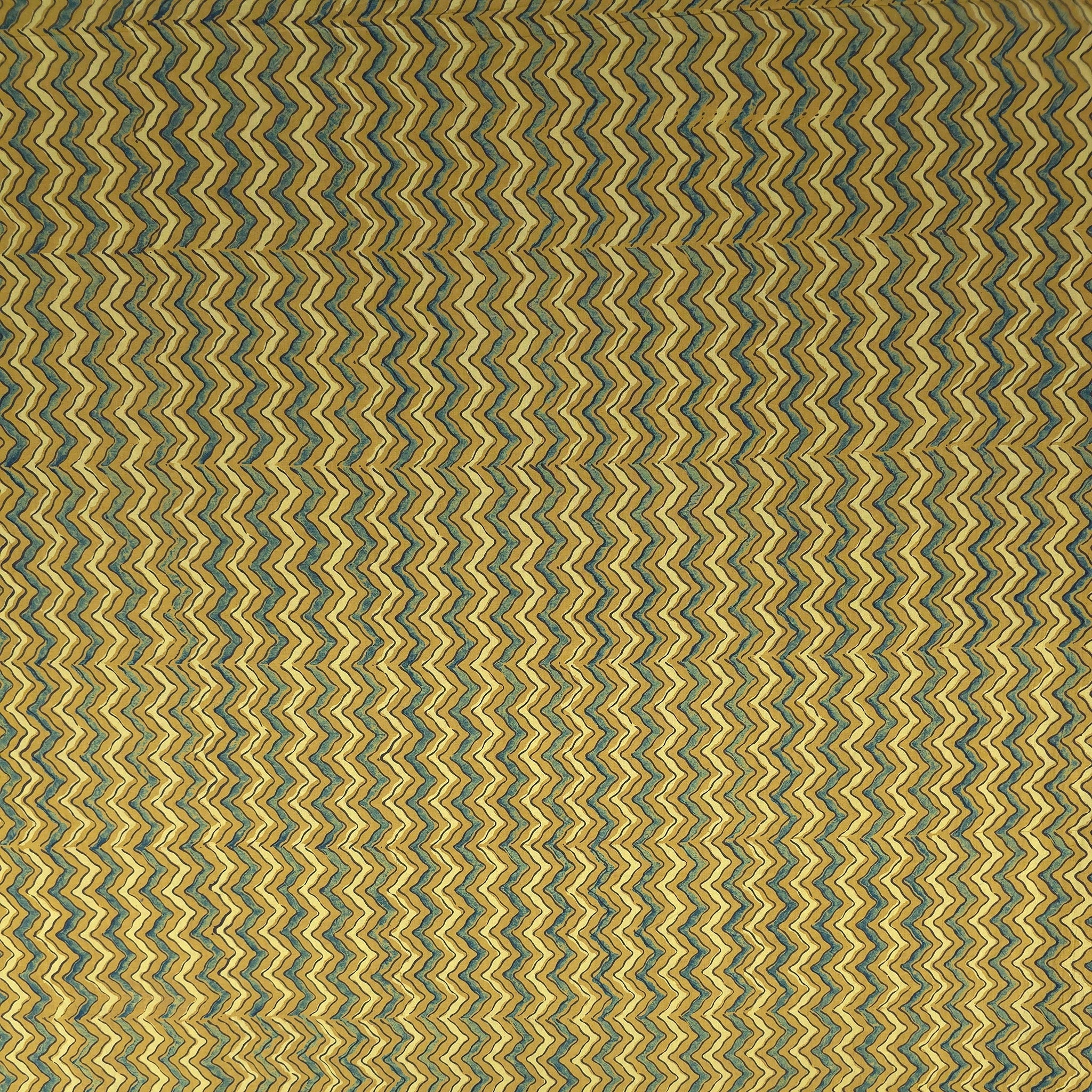 Mustard Zigzag Natural Dyed Ajrakh Hand Block Print Cotton Fabric