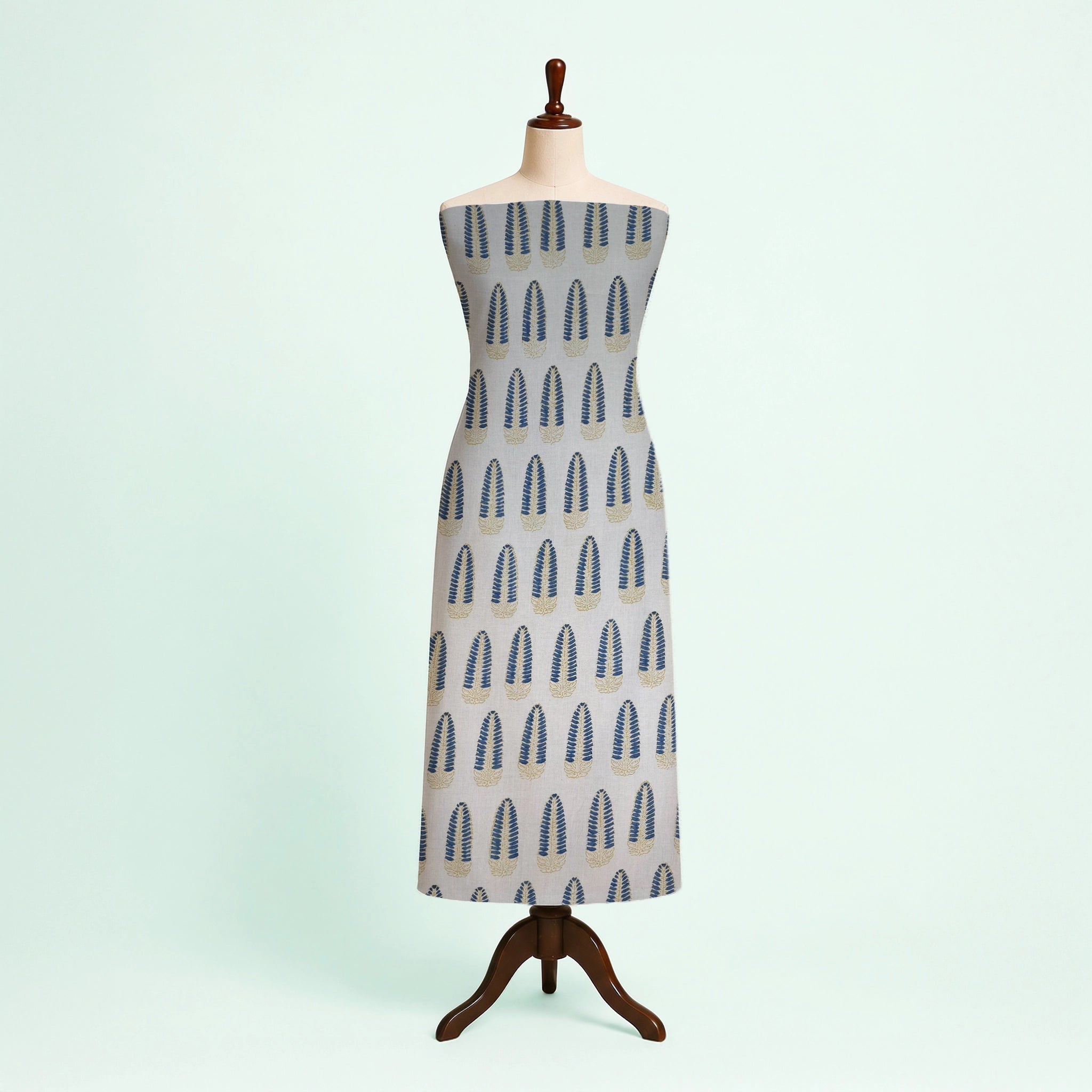Off White Boota Natural Dyed Ajrakh Hand Block Print Cotton Fabric
