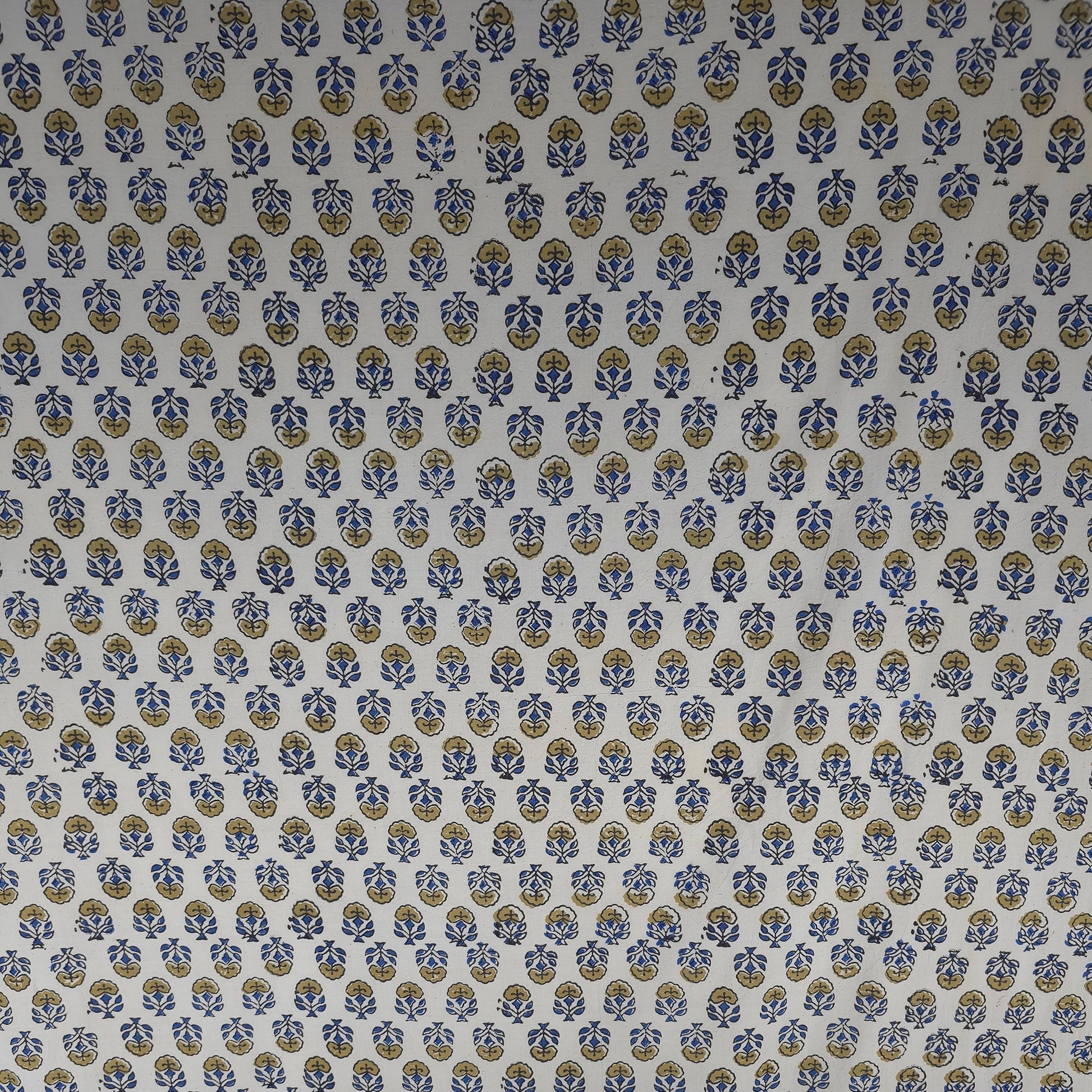 Off White Buti Natural Dyed Ajrakh Hand Block Print Cotton Fabric
