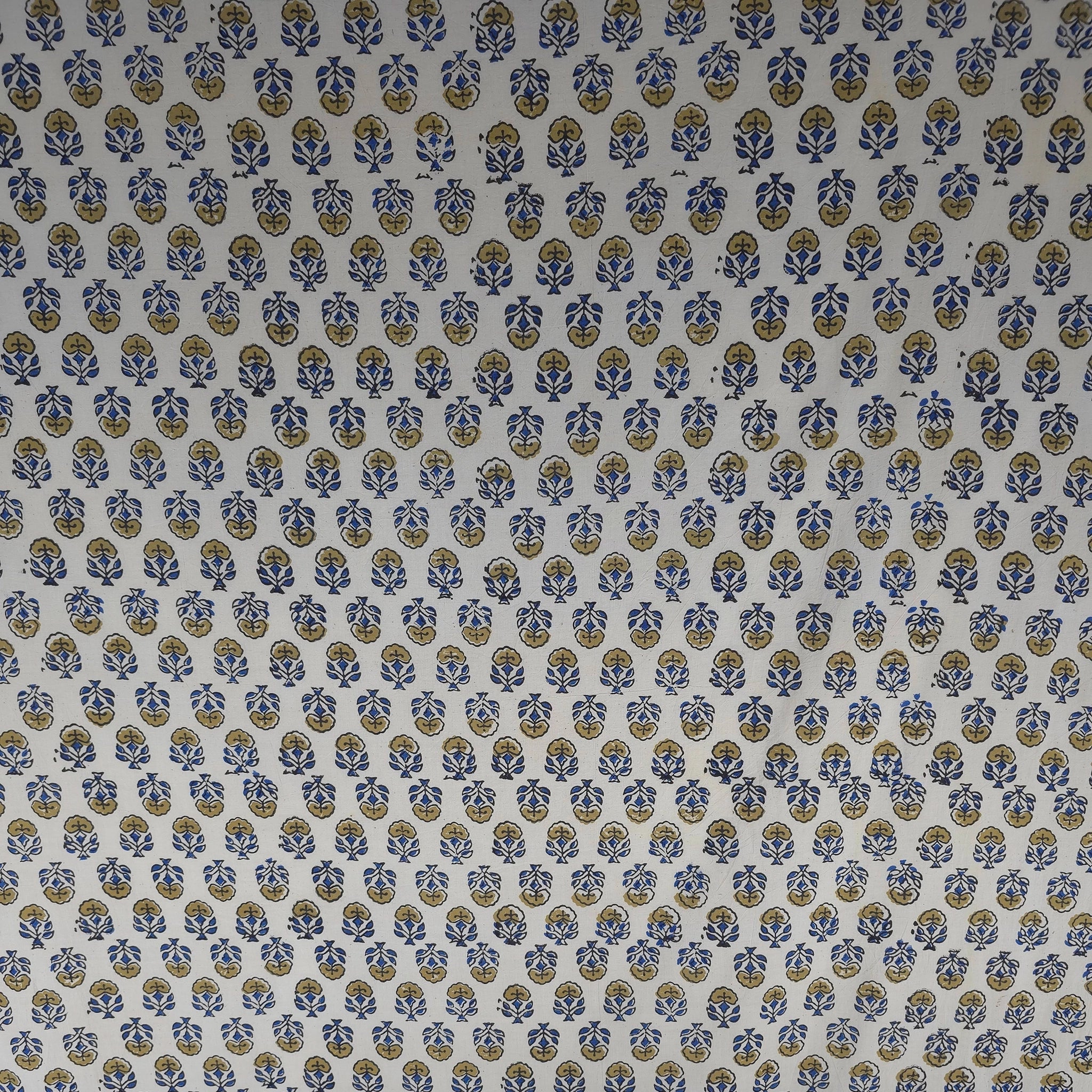 Off White Buti Natural Dyed Ajrakh Hand Block Print Cotton Fabric