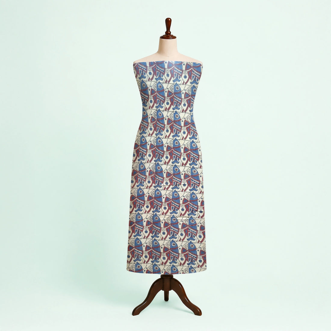 Off White Geometric Natural Dyed Ajrakh Hand Block Print Pure Handloom Organic Cotton Fabric