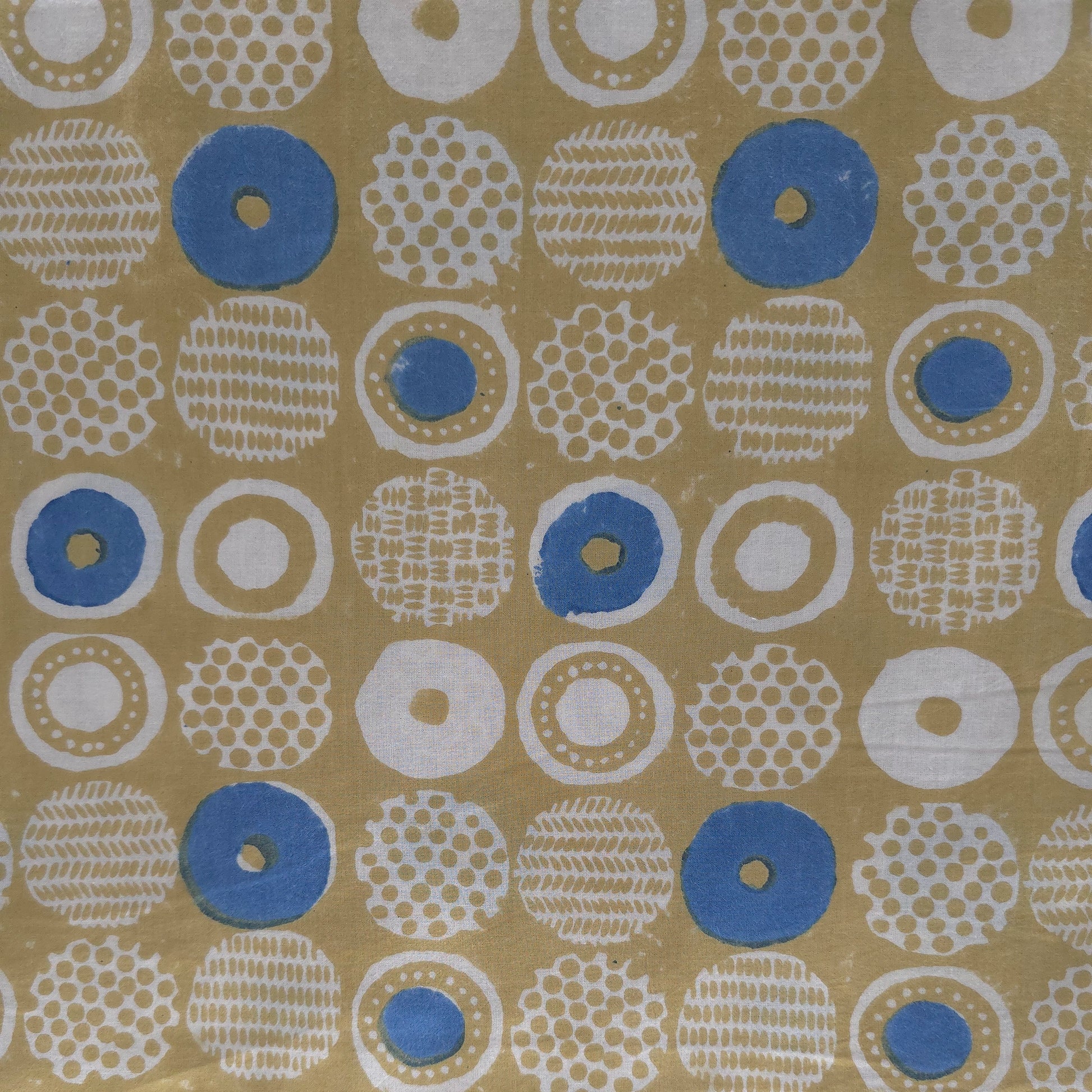 Off White Geometric Natural Dyed Ajrakh Hand Block Print Cotton Fabric