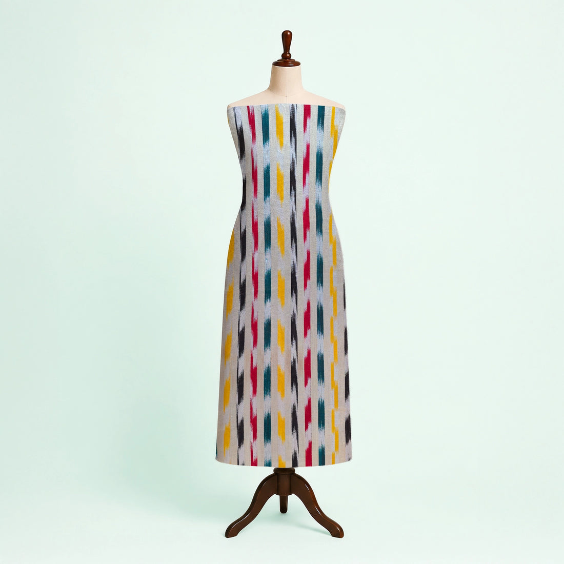 Off-white Ikkat Handloom Mashru Silk Fabric