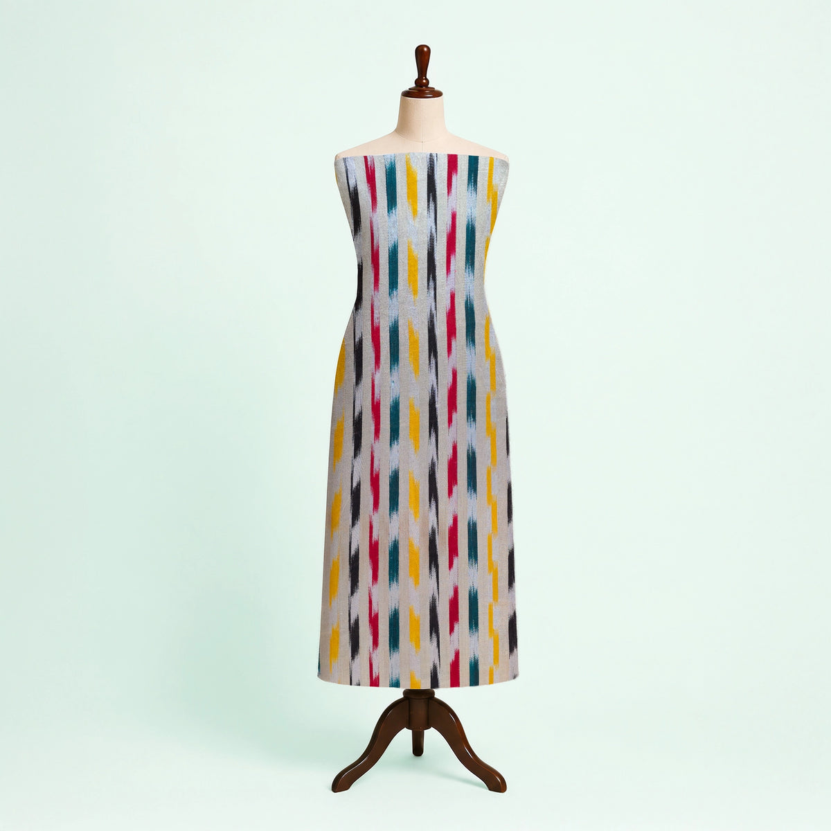 Off-white Ikkat Handloom Mashru Silk Fabric