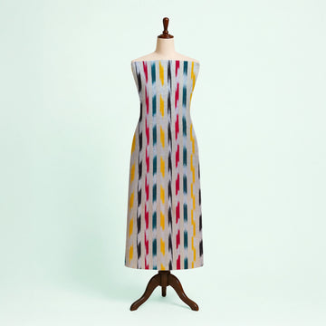 Off-white Ikkat Handloom Mashru Silk Fabric