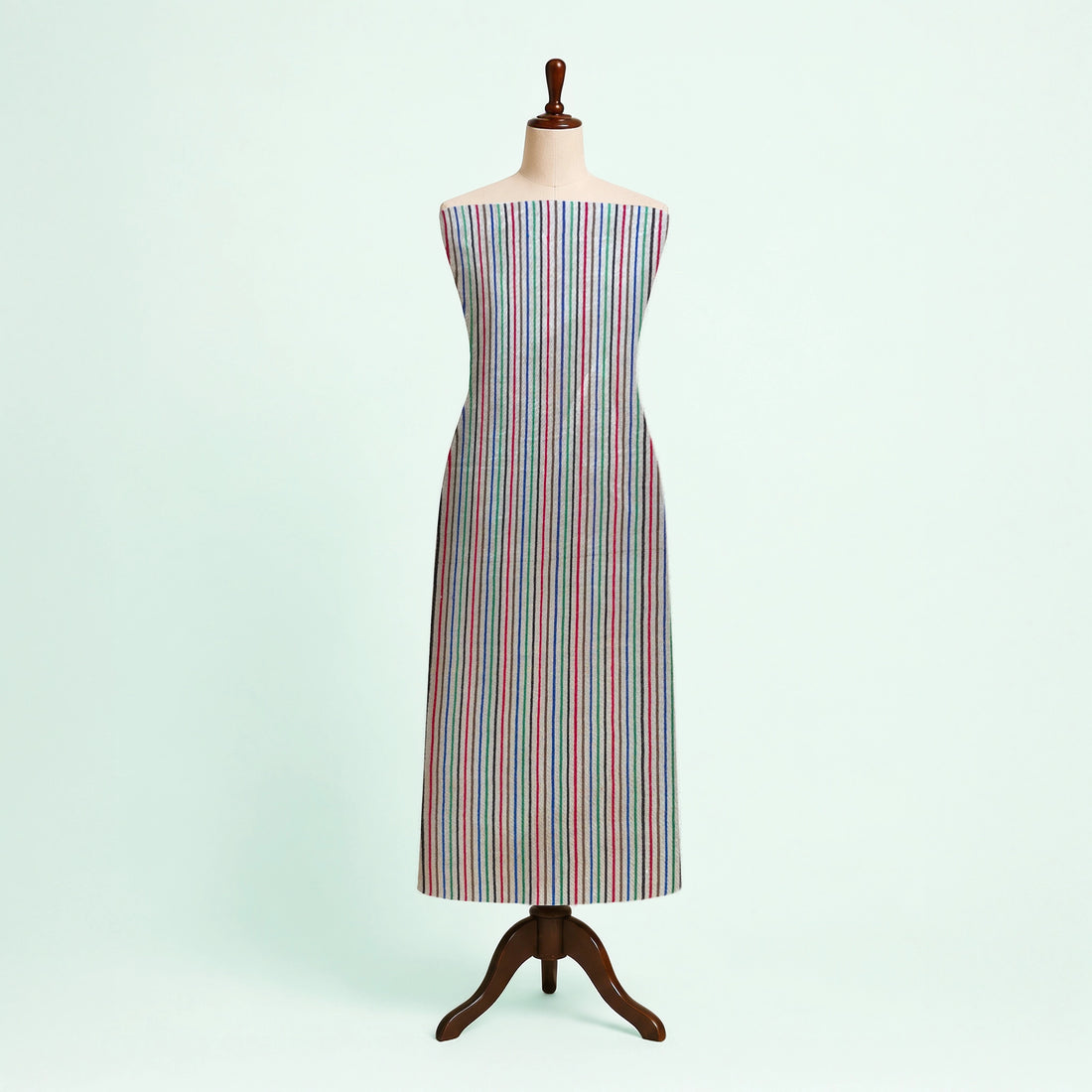Off-white Pin Stripes Handloom Mashru Silk Fabric