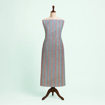 Off-white Pin Stripes Handloom Mashru Silk Fabric