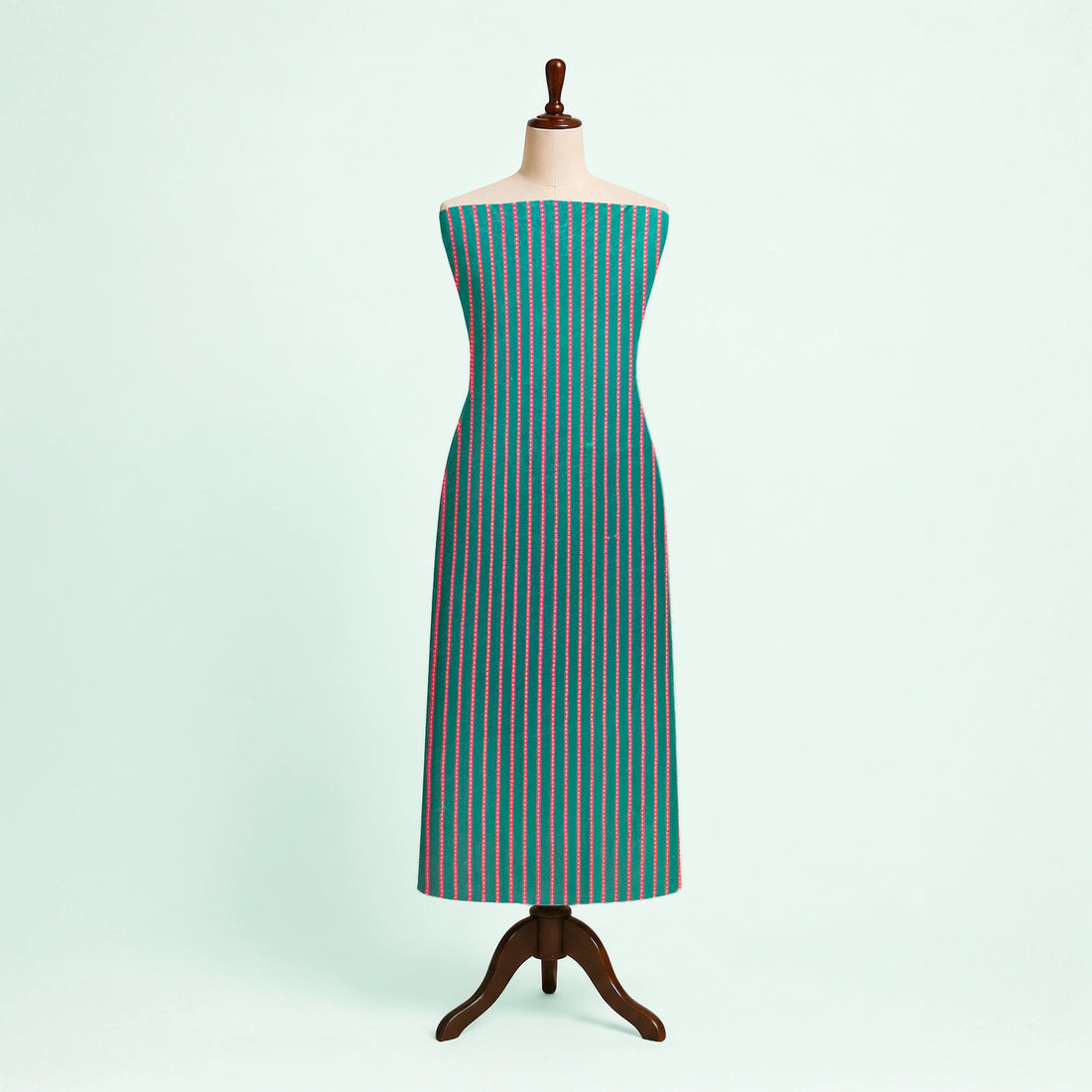 Parrot Kakani Stripes Handloom Mashru Silk Fabric