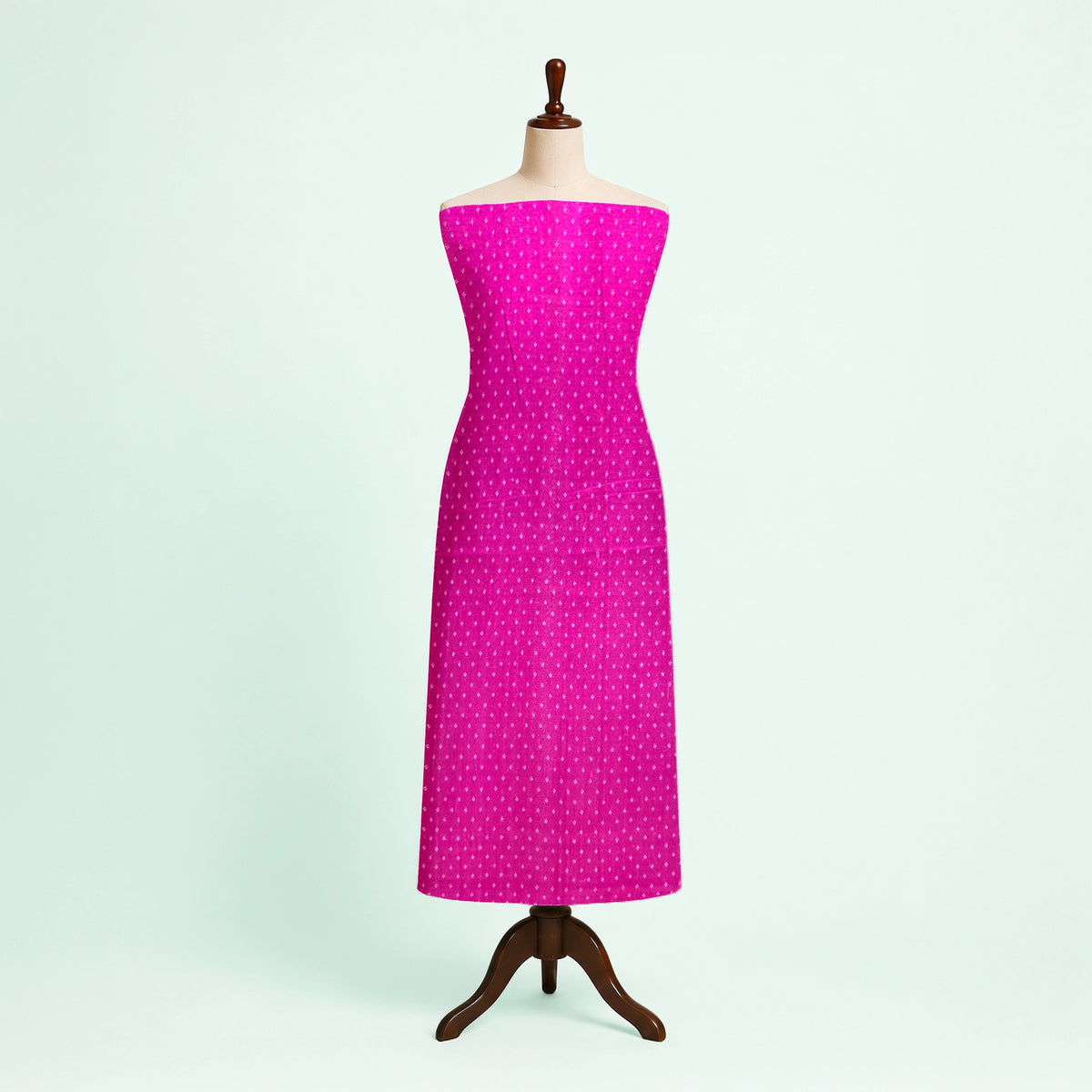 Pink Dotted Handloom Mashru Silk Fabric