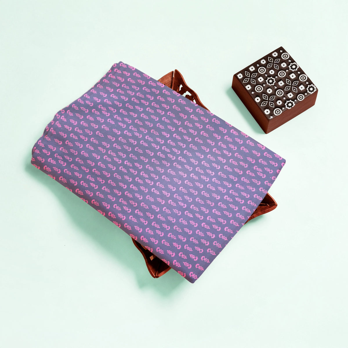 Purple Buti Kutch Hand Block Print Pure cotton Fabric 2