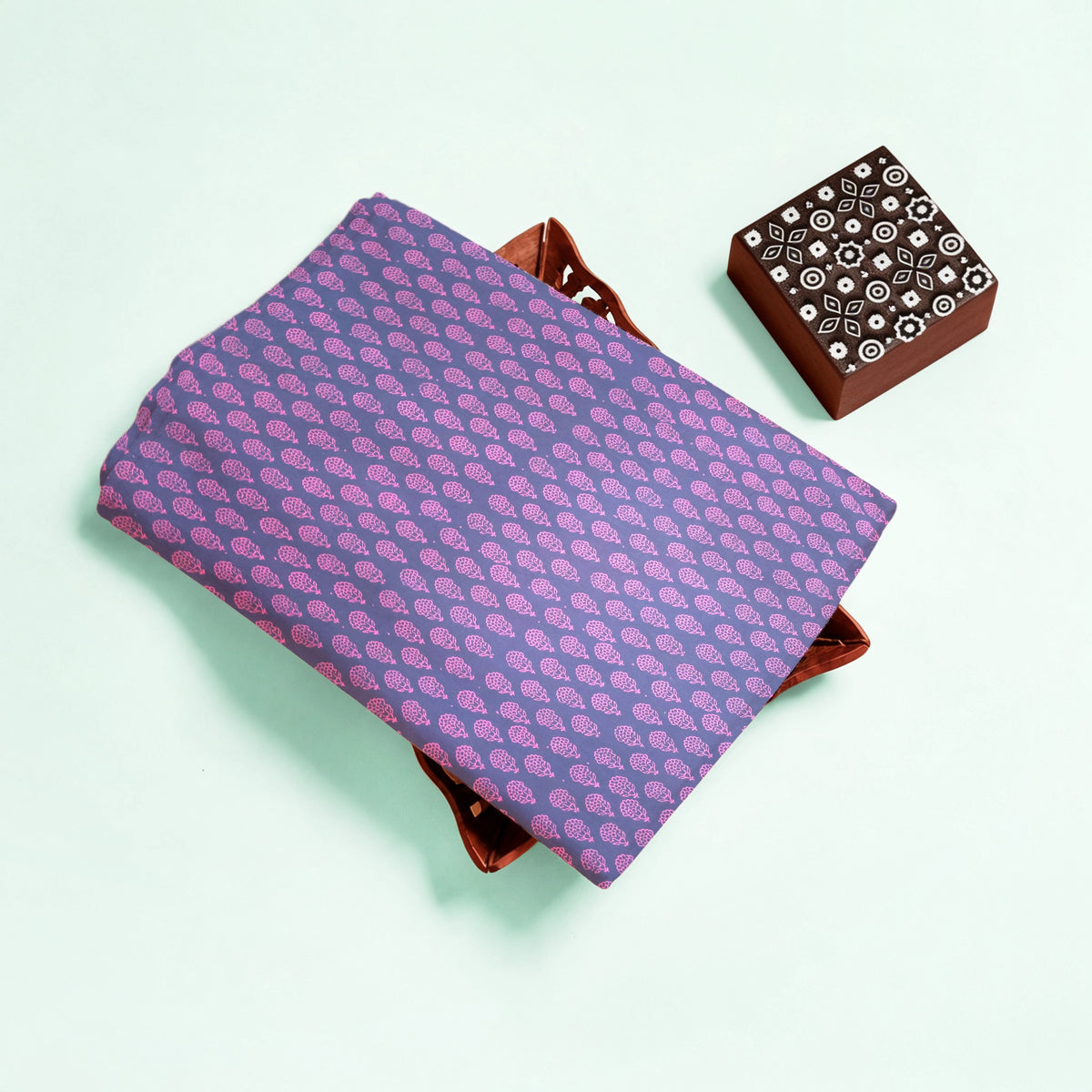 Purple Buti Kutch Hand Block Print Pure cotton Fabric