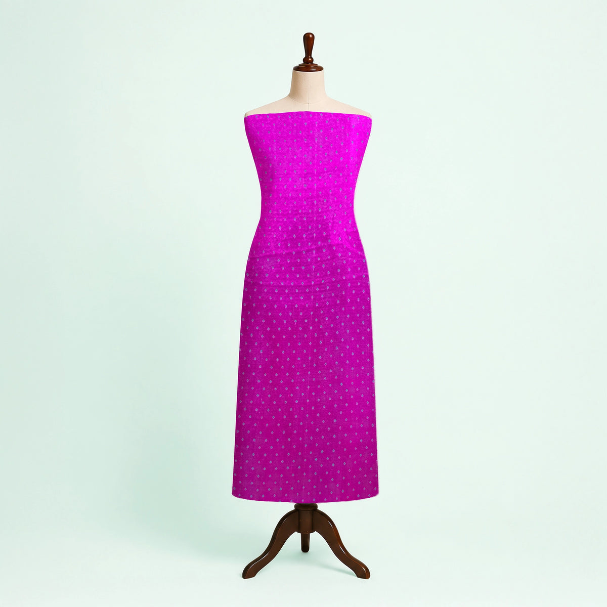 Rani Pink Dotted Handloom Mashru Silk Fabric