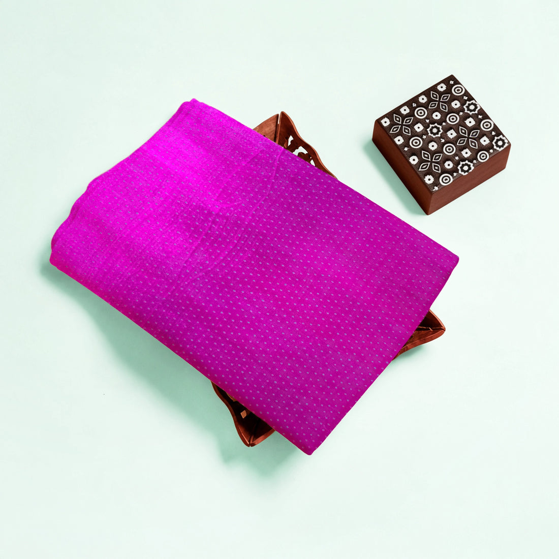 Rani Pink Dotted Handloom Mashru Silk Fabric