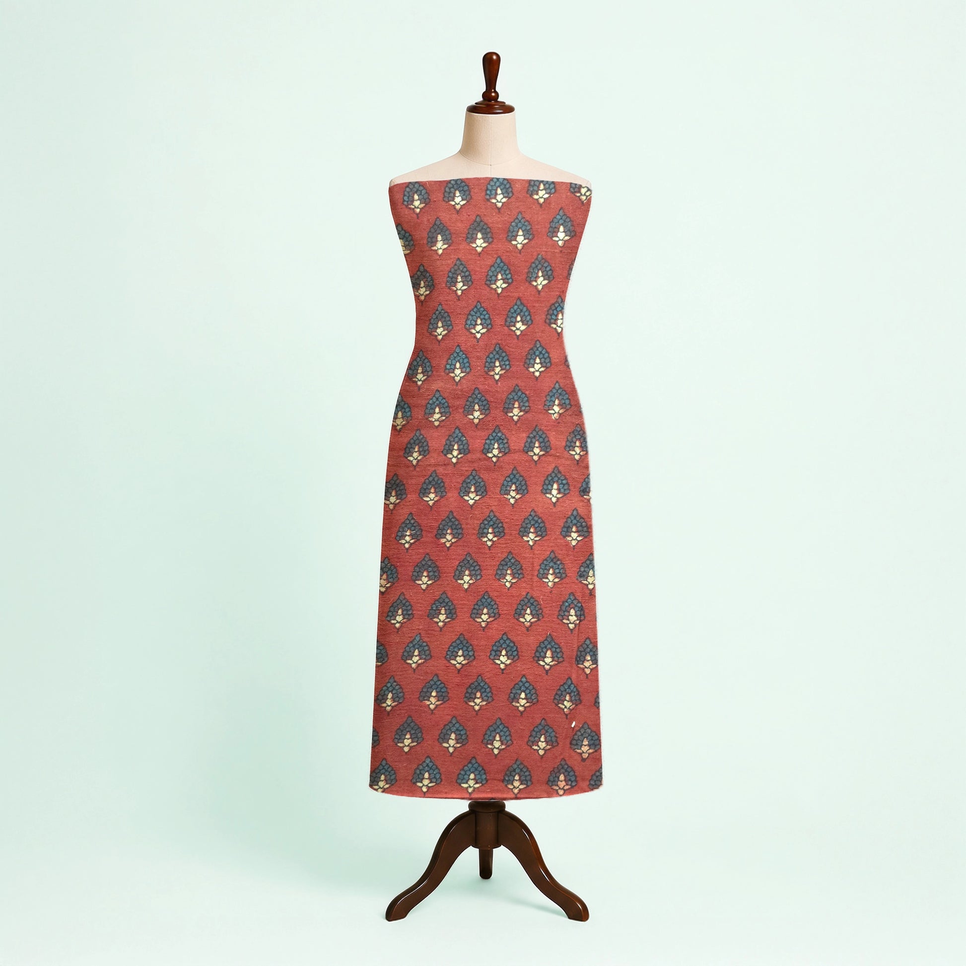 Red Buti Natural Dyed Ajrakh Hand Block Print Pure Handloom Organic Cotton Fabric