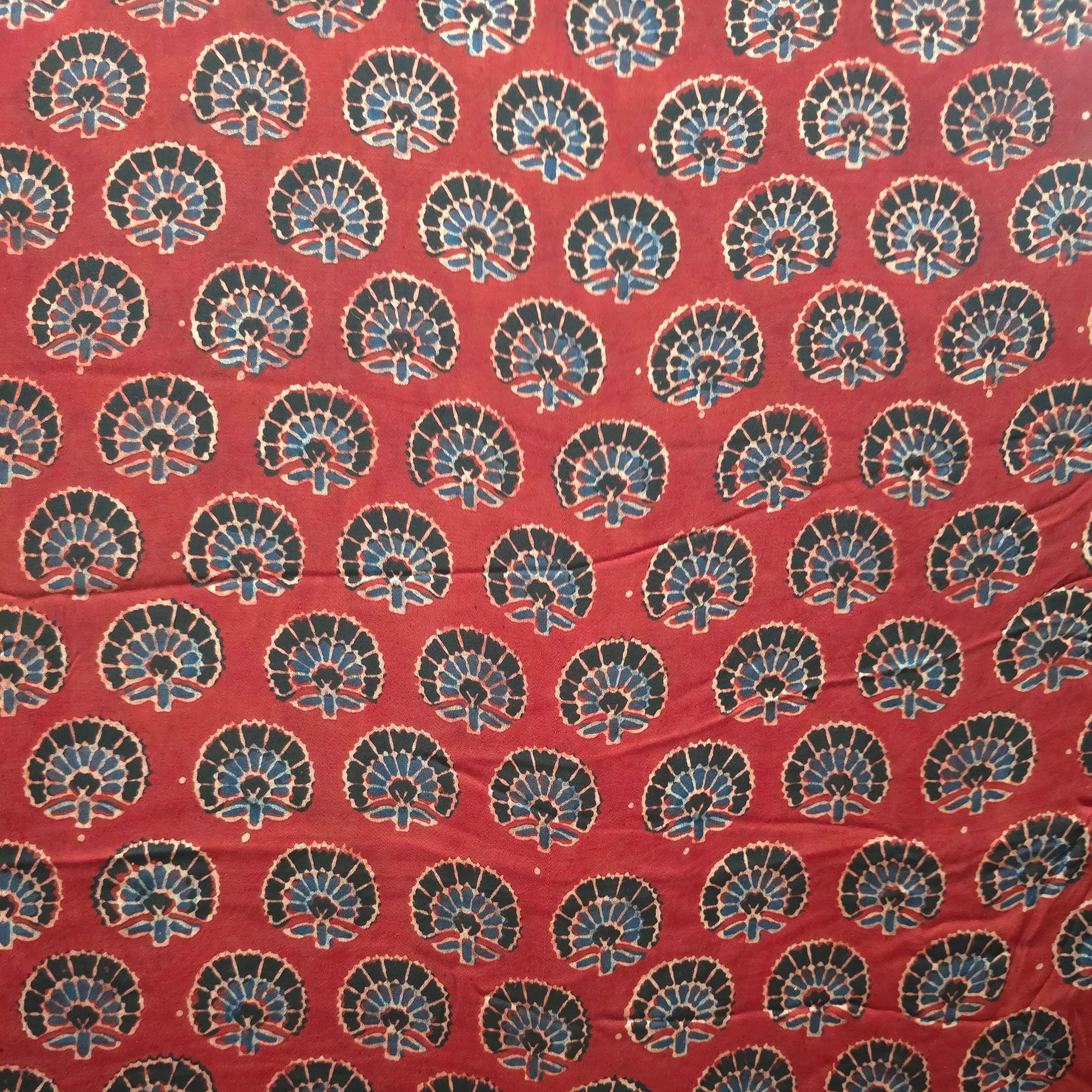 Red Buti Natural Dyed Ajrakh Hand Block Print Modal Fabric