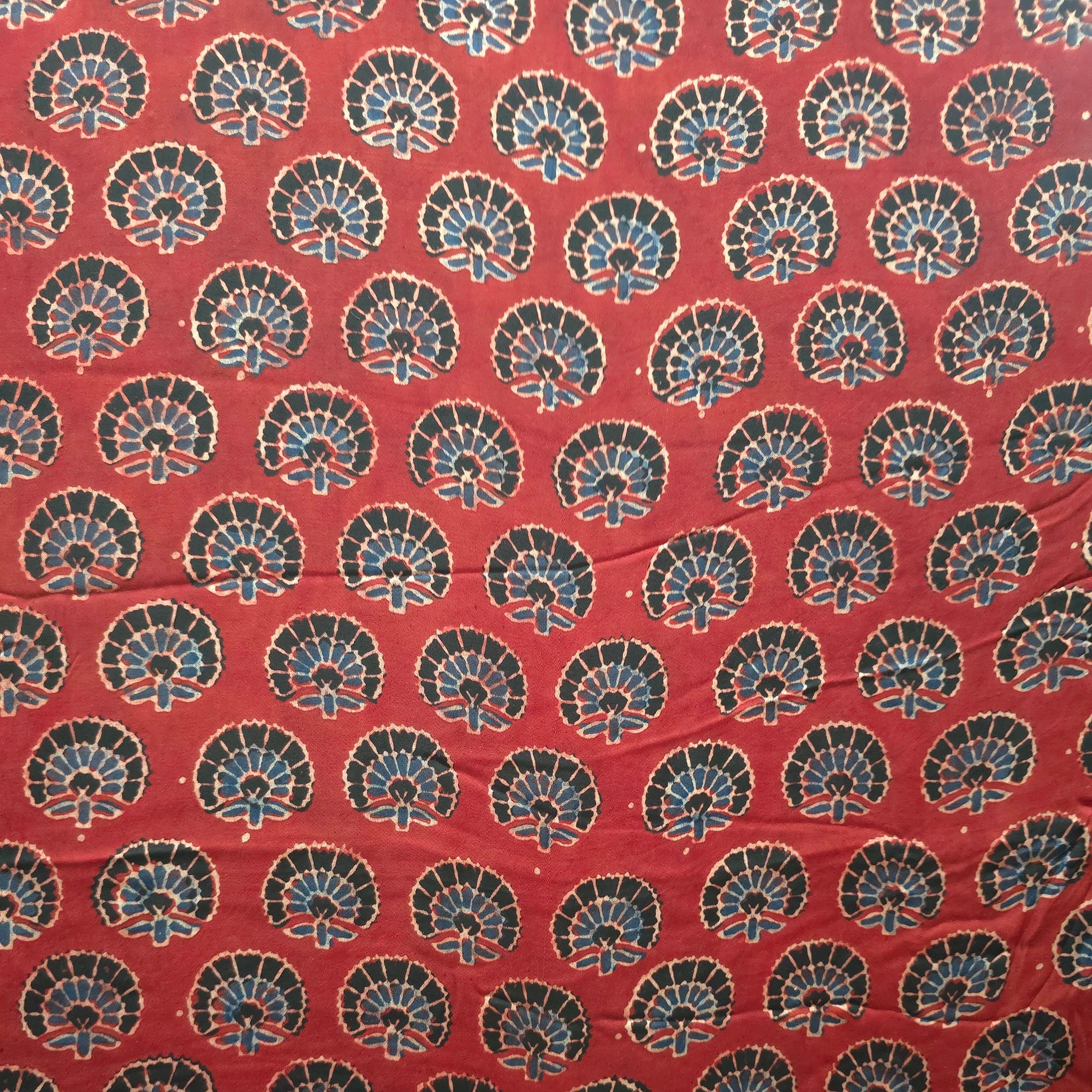 Red Buti Natural Dyed Ajrakh Hand Block Print Modal Fabric