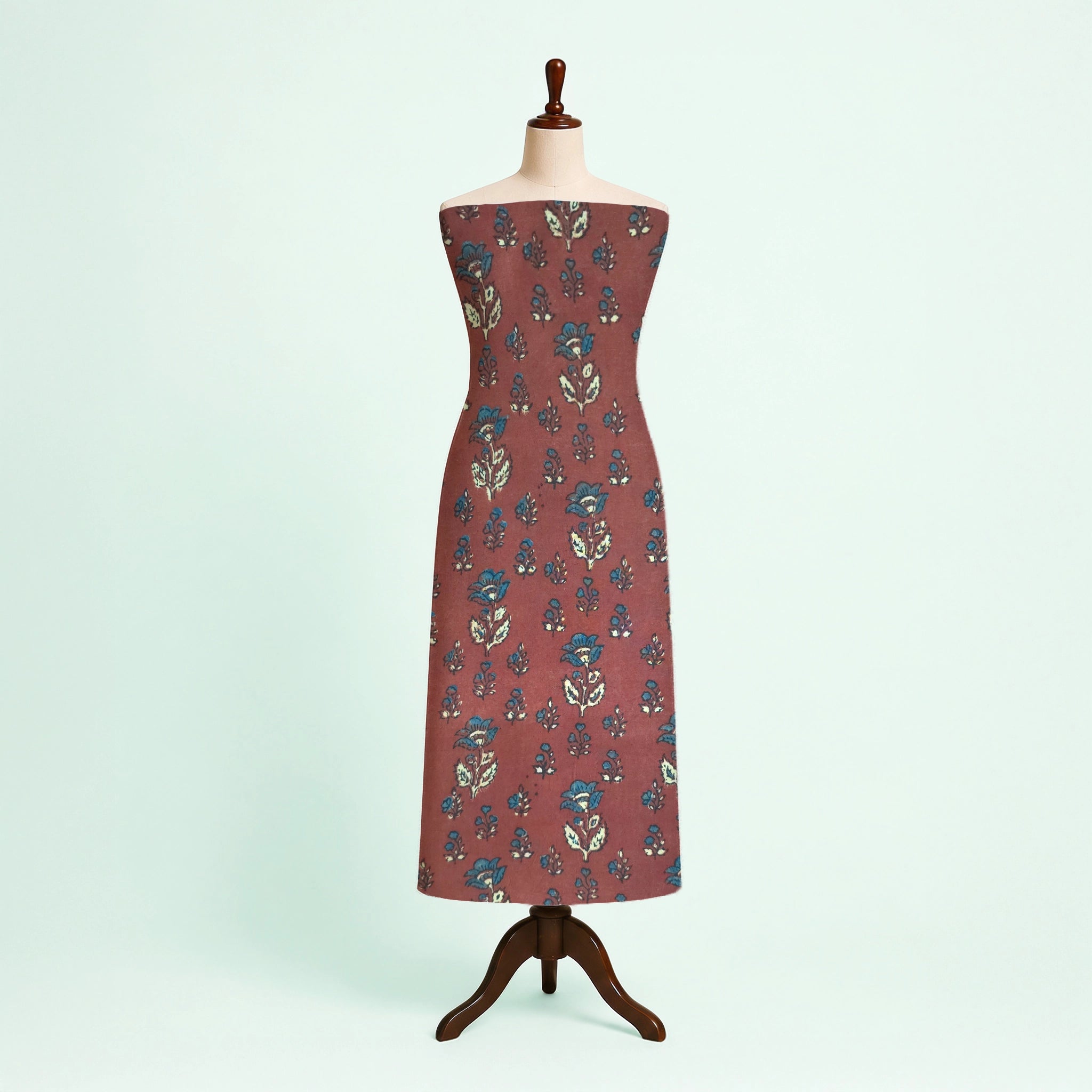 Red Floral Buti Natural Dyed Ajrakh Hand Block Print Cotton Fabric