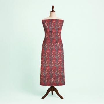 Red Geometric Natural Dyed Ajrakh Hand Block Print Pure Handloom Organic Cotton Fabric