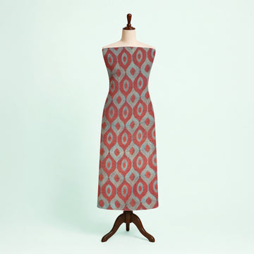 Red Geometric Natural Dyed Ajrakh Hand Block Print Malmal Fabric