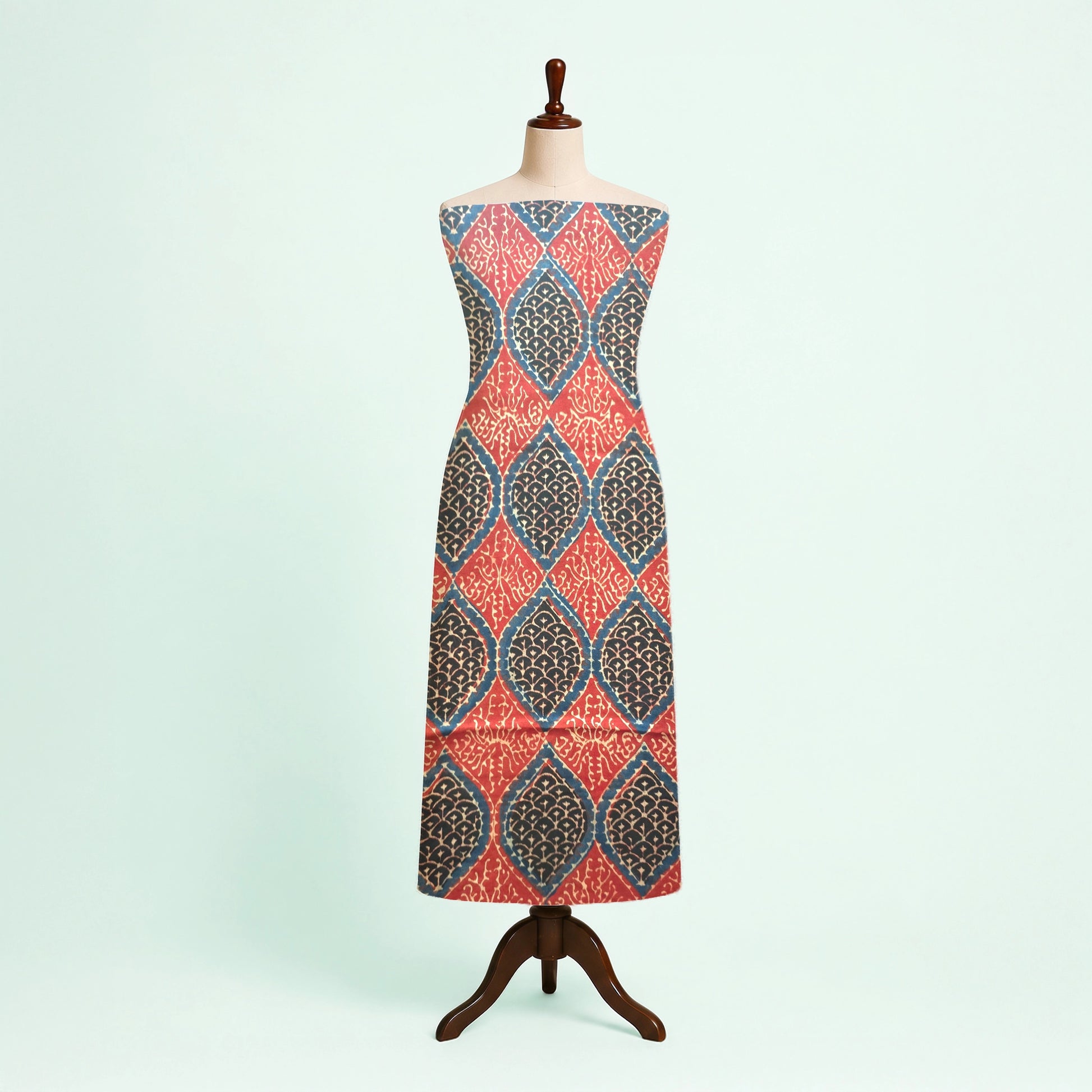 Red Geometric Natural Dyed Ajrakh Hand Block Print Modal Fabric
