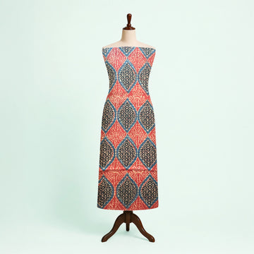 Red Geometric Natural Dyed Ajrakh Hand Block Print Modal Fabric