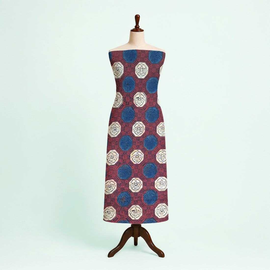 Red Geometric Natural Dyed Ajrakh Hand Block Print Cotton Fabric