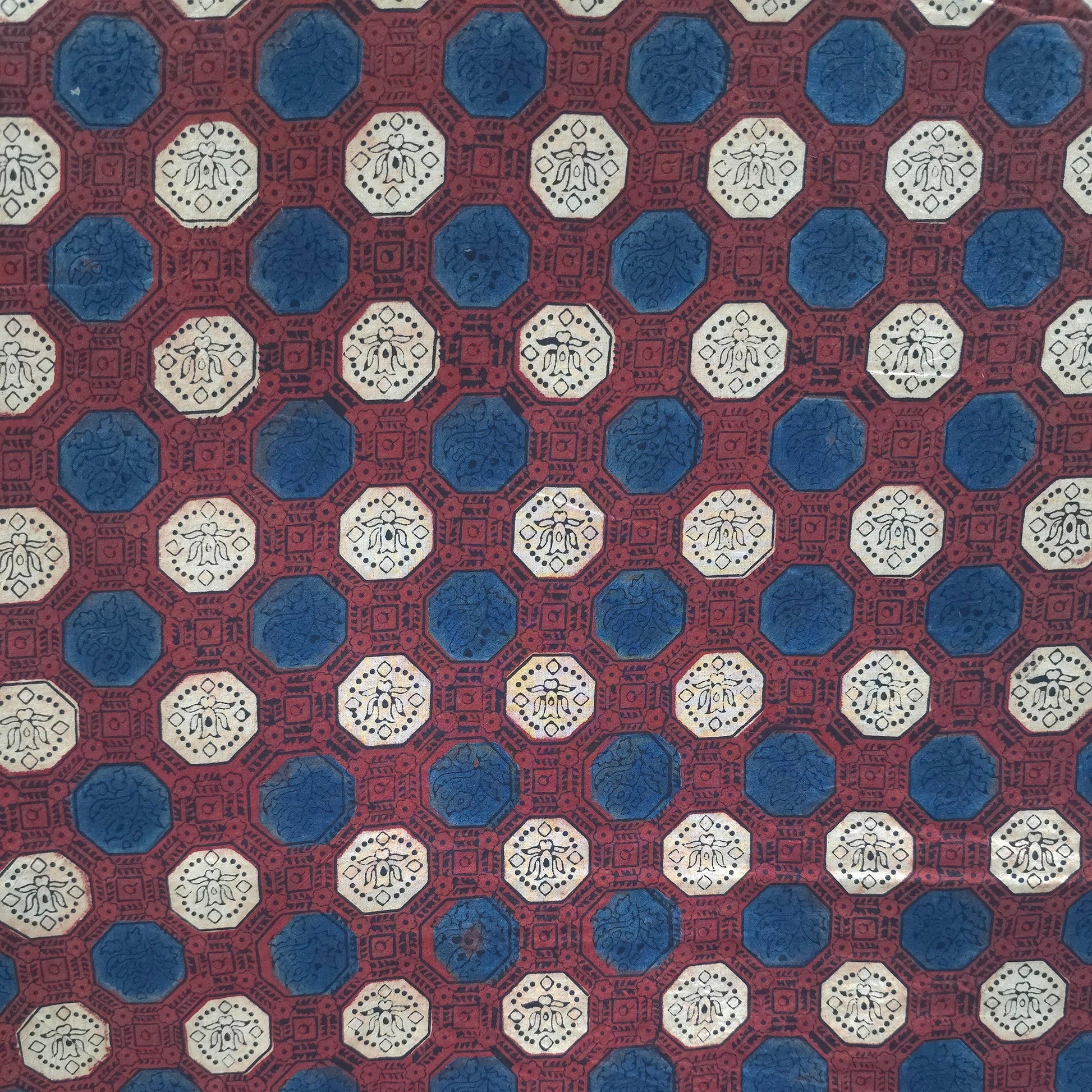 Red Geometric Natural Dyed Ajrakh Hand Block Print Cotton Fabric