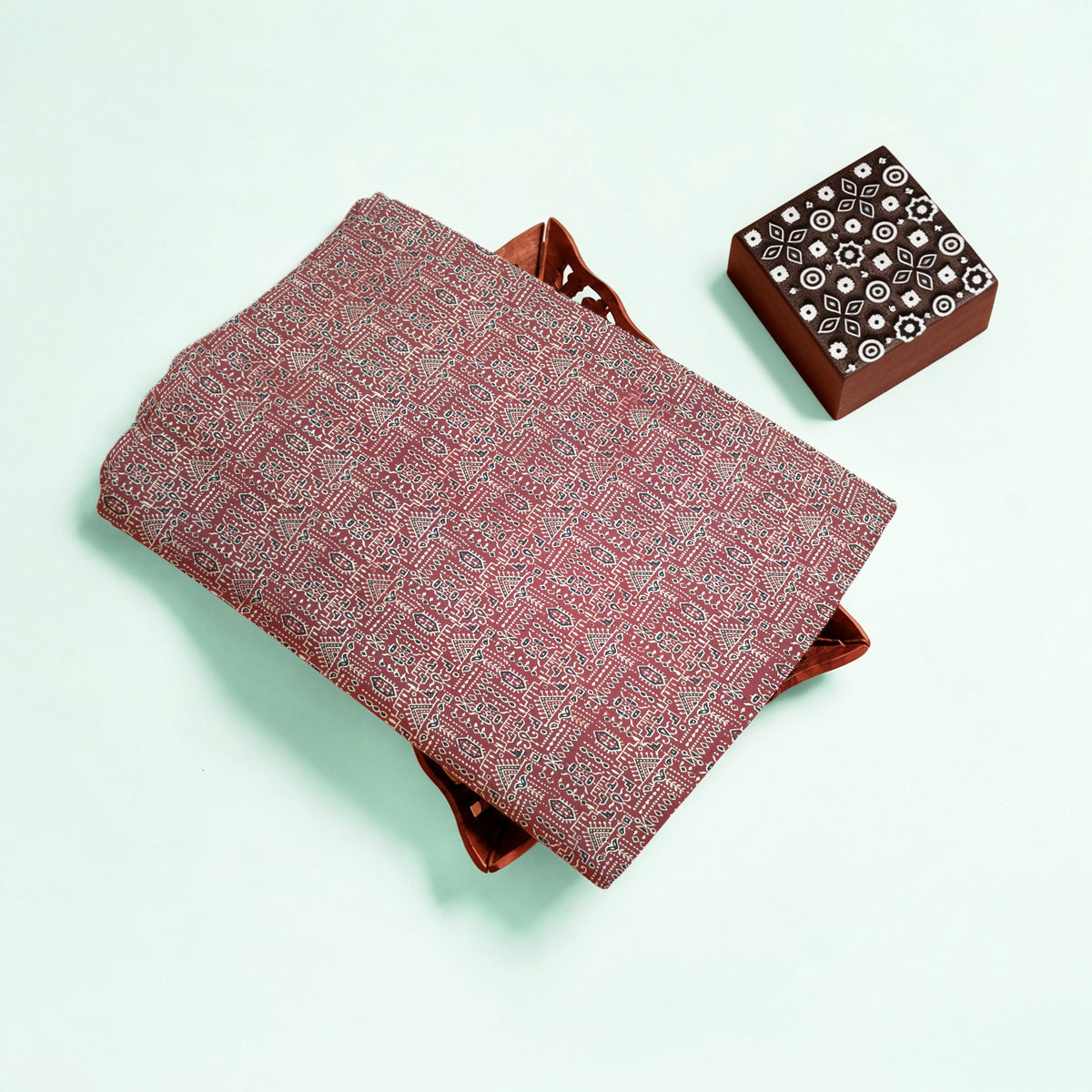 Red Geometric Natural Dyed Super Vegetable Hand Block Print Pure cotton Fabric 2