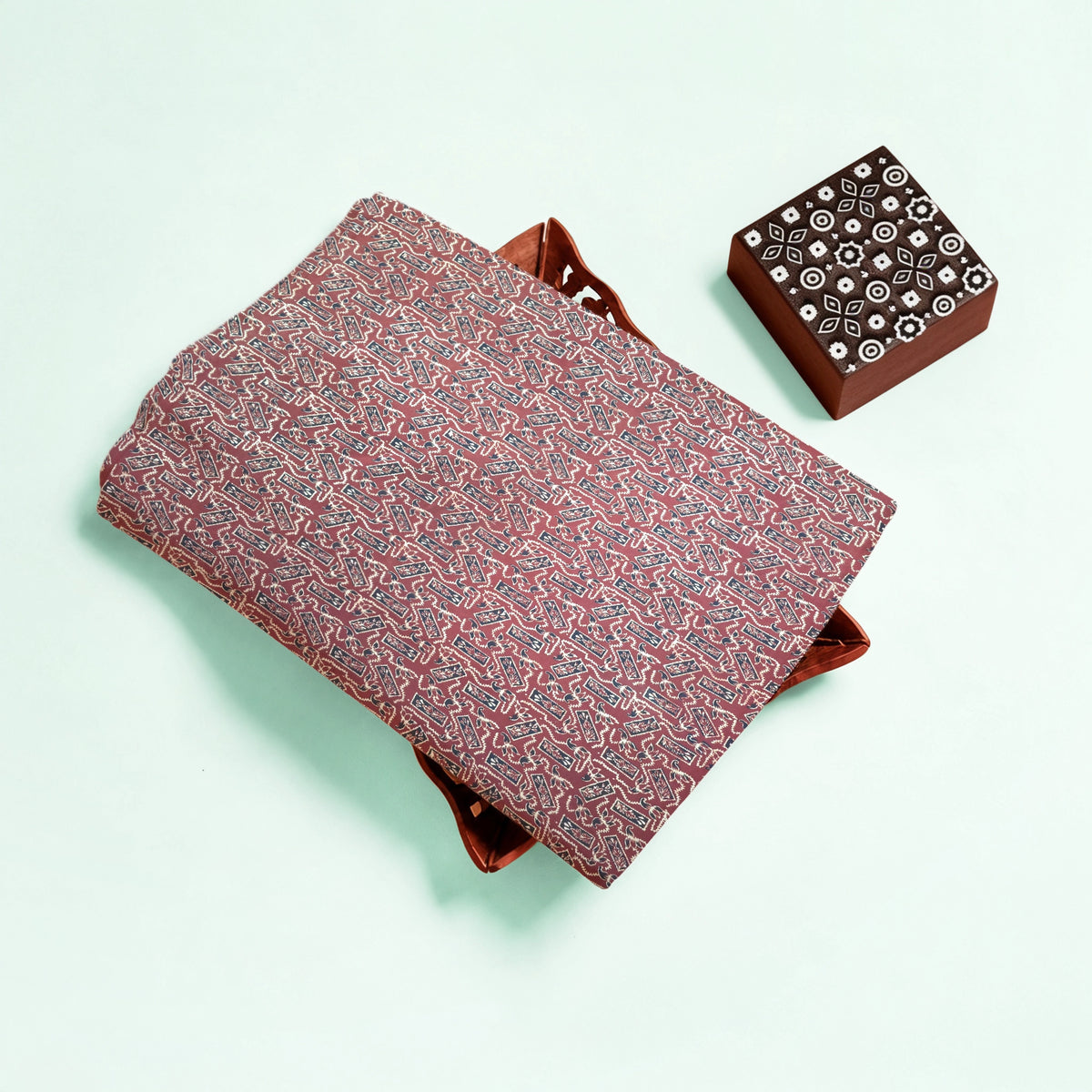 Red Geometric Natural Dyed Super Vegetable Hand Block Print Pure cotton Fabric