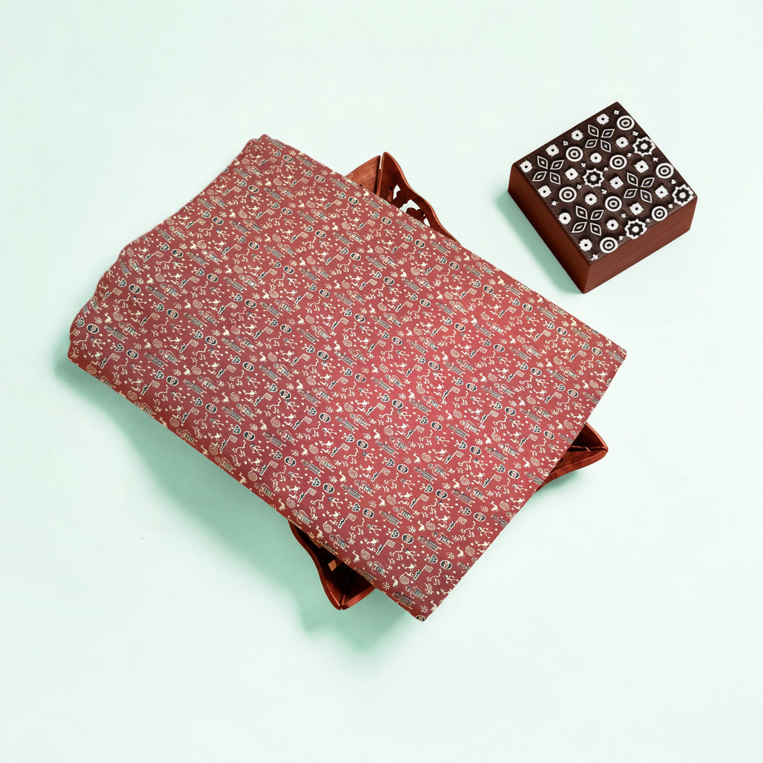 Red Geometric Natural Dyed Super Vegetable Hand Block Print Pure cotton Fabric 3