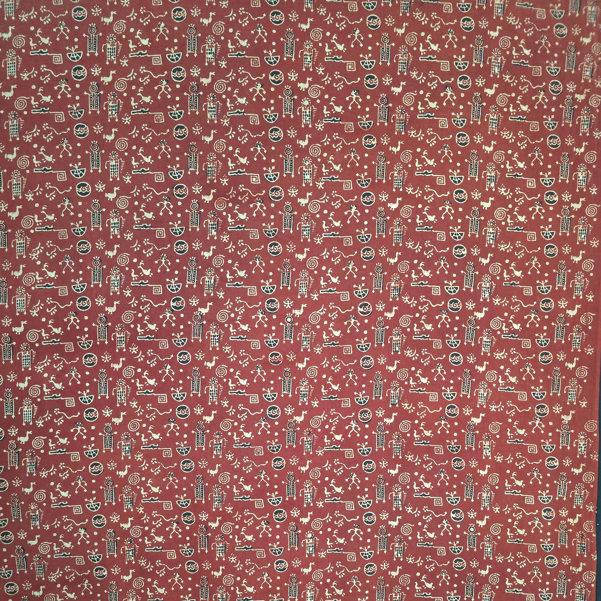 Red Geometric Natural Dyed Super Vegetable Hand Block Print Pure cotton Fabric 3
