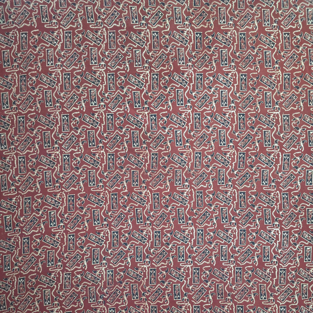 Red Geometric Natural Dyed Super Vegetable Hand Block Print Pure cotton Fabric
