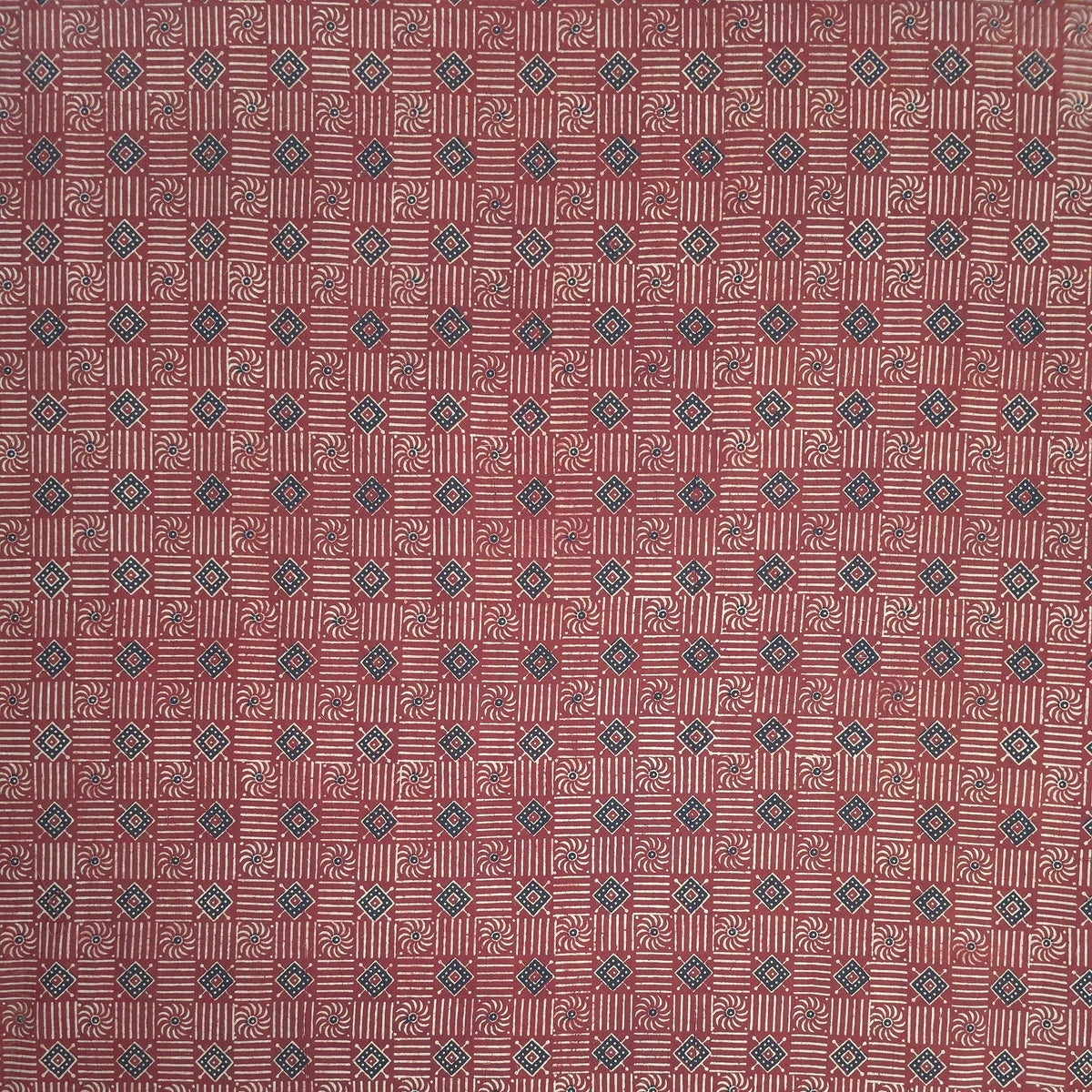 Red Tiles Natural Dyed Super Vegetable Hand Block Print Pure cotton Fabric