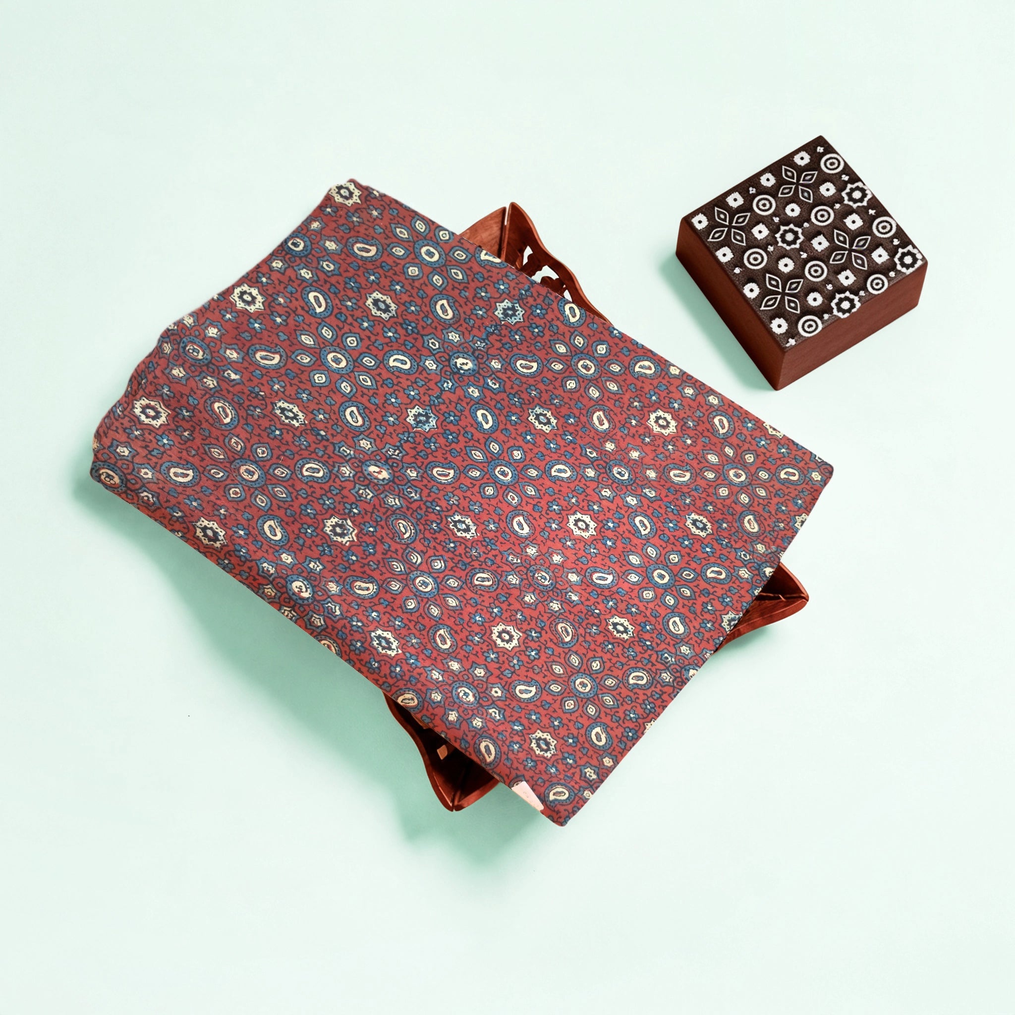 Red Traditional Ajrakh Natural Dyed Hand Block Print Cotton Fabric