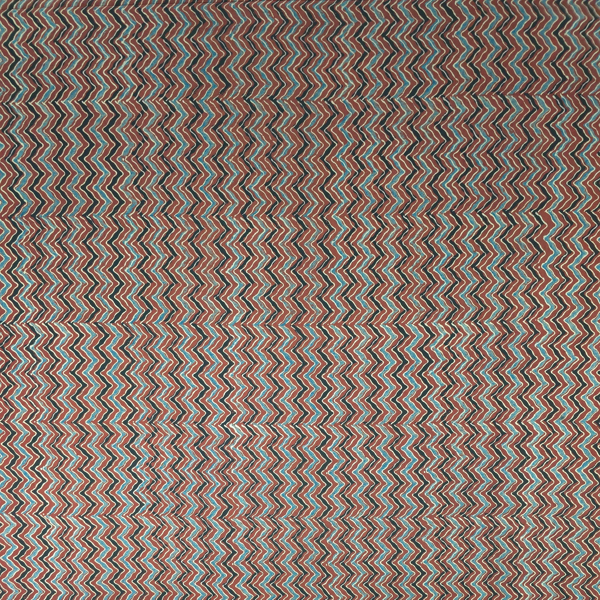Red Zigzag Natural Dyed Ajrakh Hand Block Print Cotton Fabric