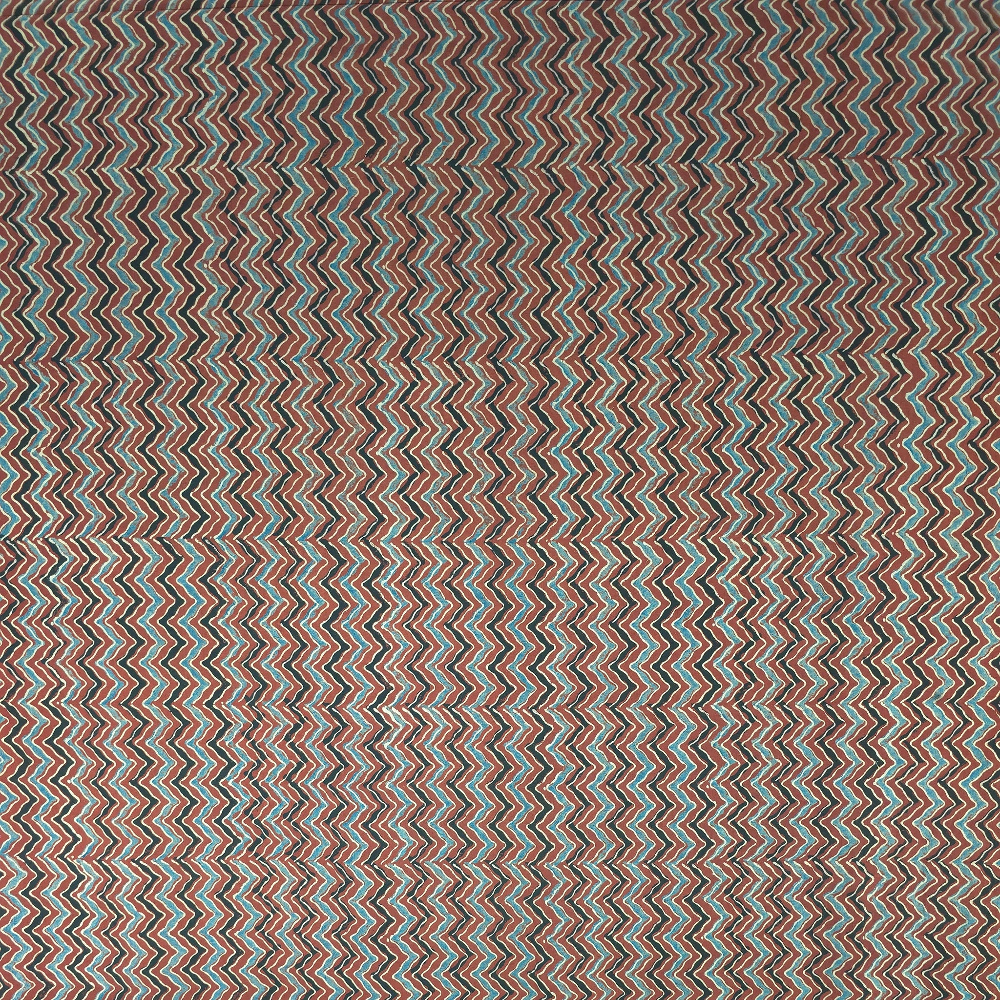 Red Zigzag Natural Dyed Ajrakh Hand Block Print Cotton Fabric