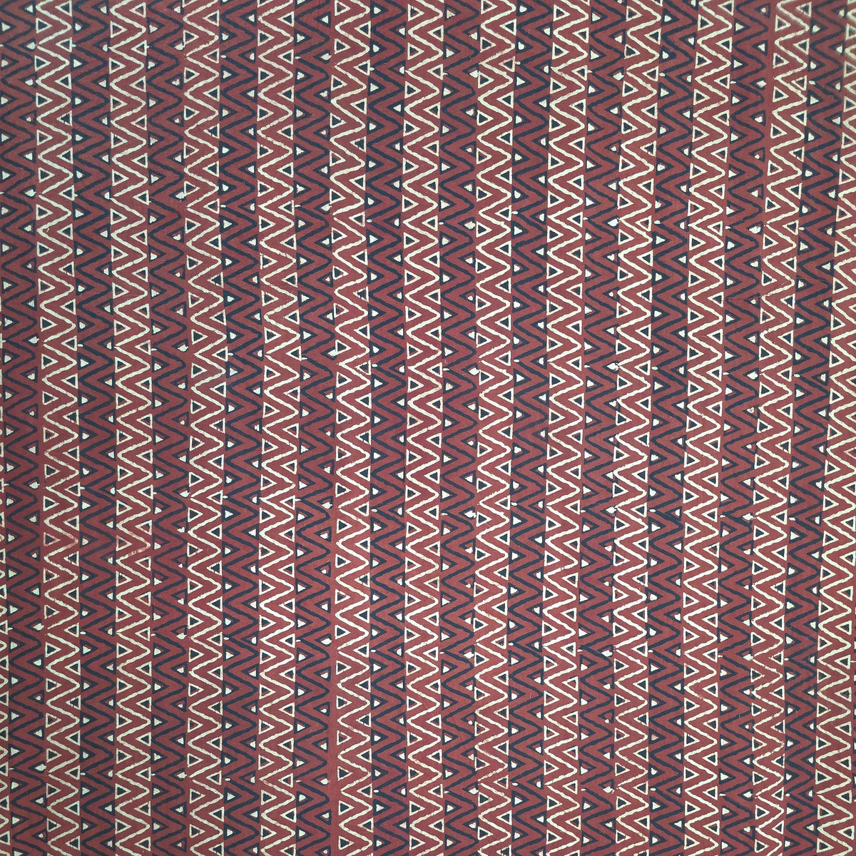 Red Zigzag Natural Dyed Super Vegetable Hand Block Print Pure cotton Fabric