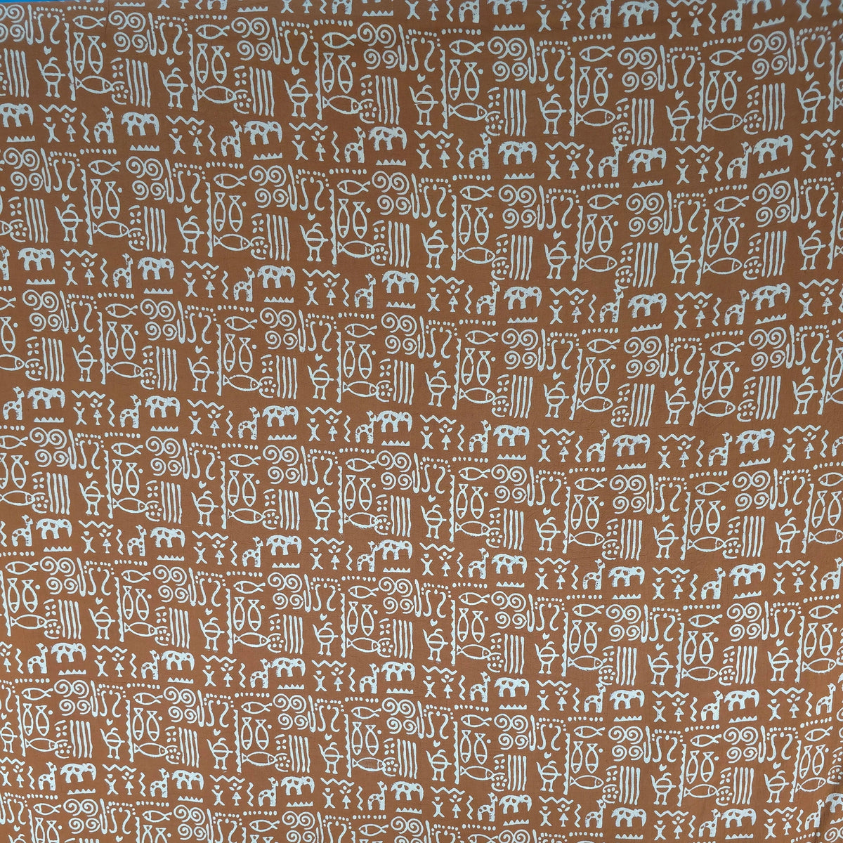 Rust Geometric Kutch Hand Block Print Pure cotton Fabric