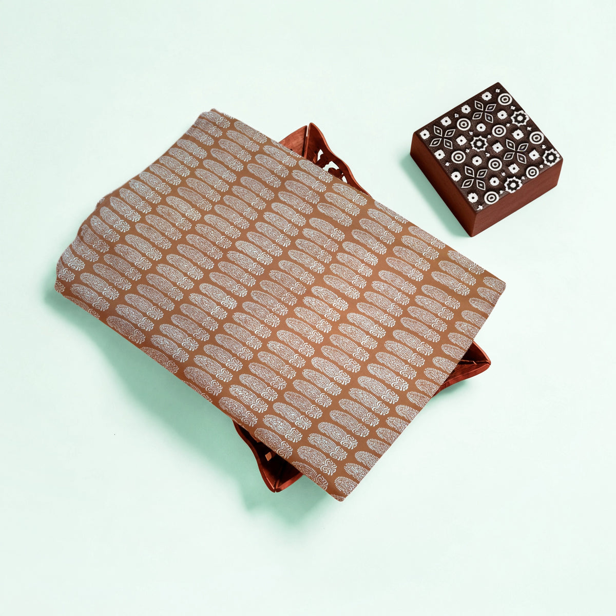 Rust Mango Kutch Hand Block Print Pure cotton Fabric